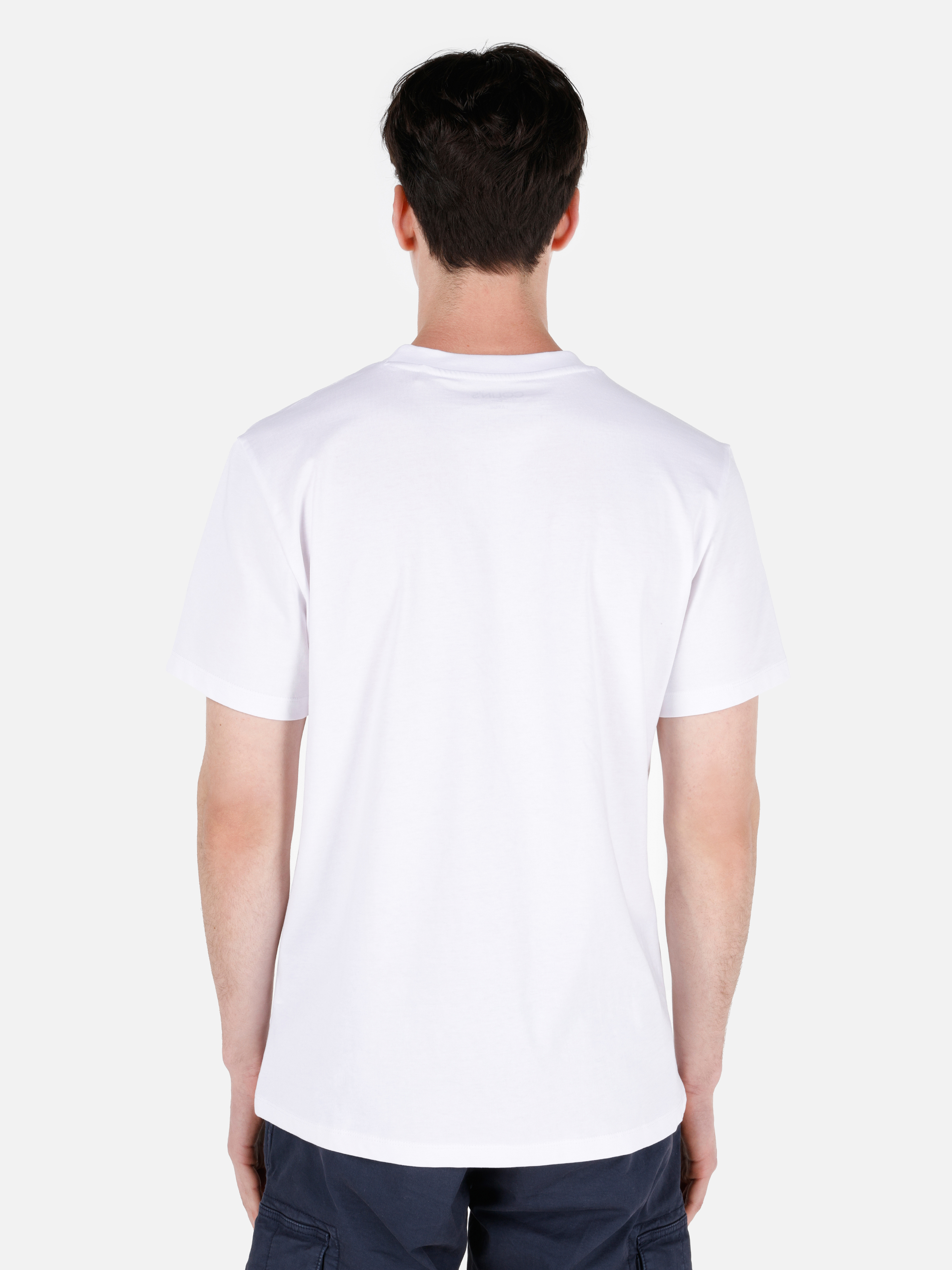 Afișați detalii pentru Regular Fit Round Neck Drept Bărbați Alb Mânecă Scurtă Tricou