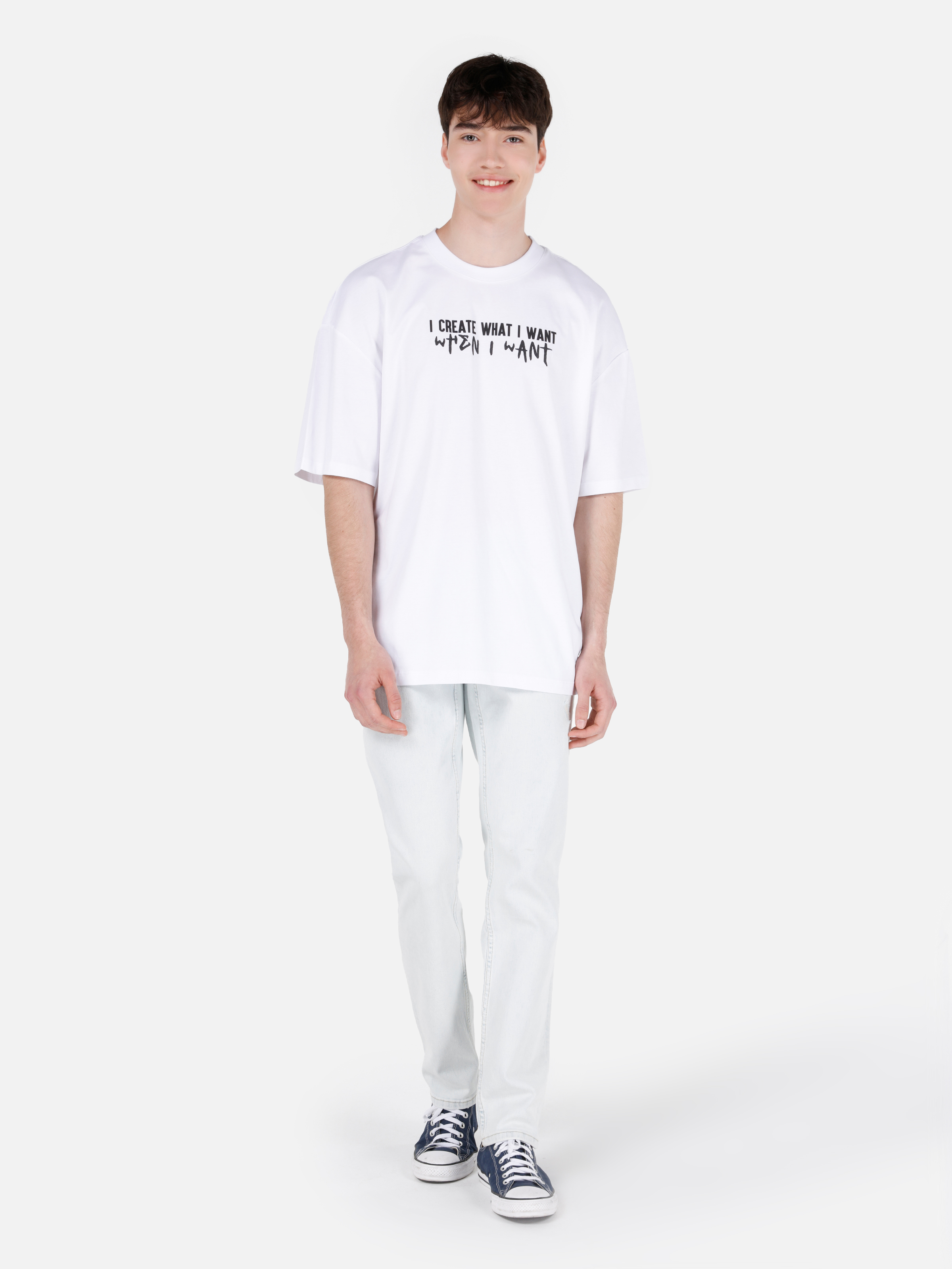 Afișați detalii pentru Tricou Supradimensionat Cu Gât Rotund Drept Pentru Bărbați Alb Cu Mânecă Scurtă