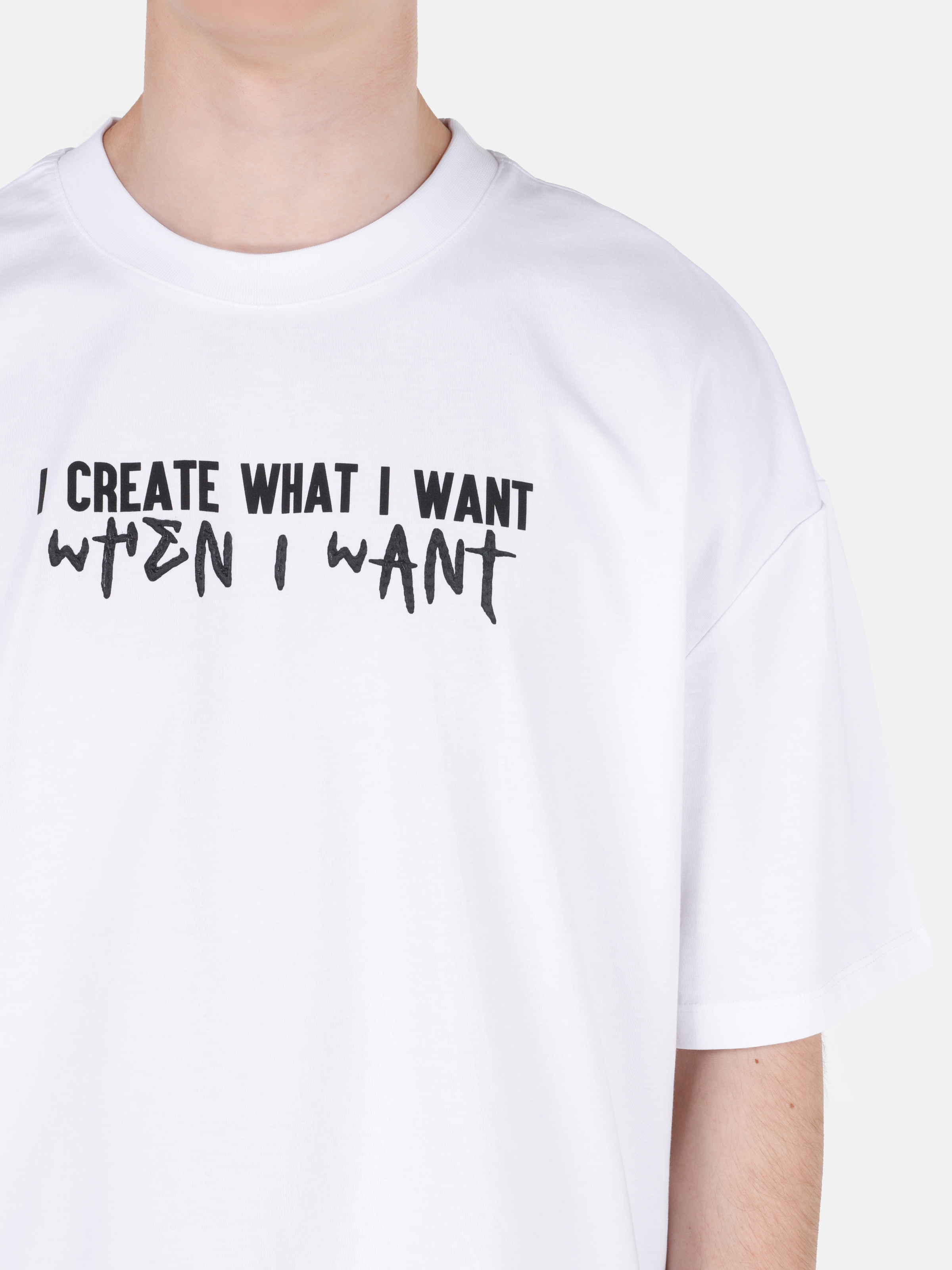 Afișați detalii pentru Tricou Supradimensionat Cu Gât Rotund Drept Pentru Bărbați Alb Cu Mânecă Scurtă