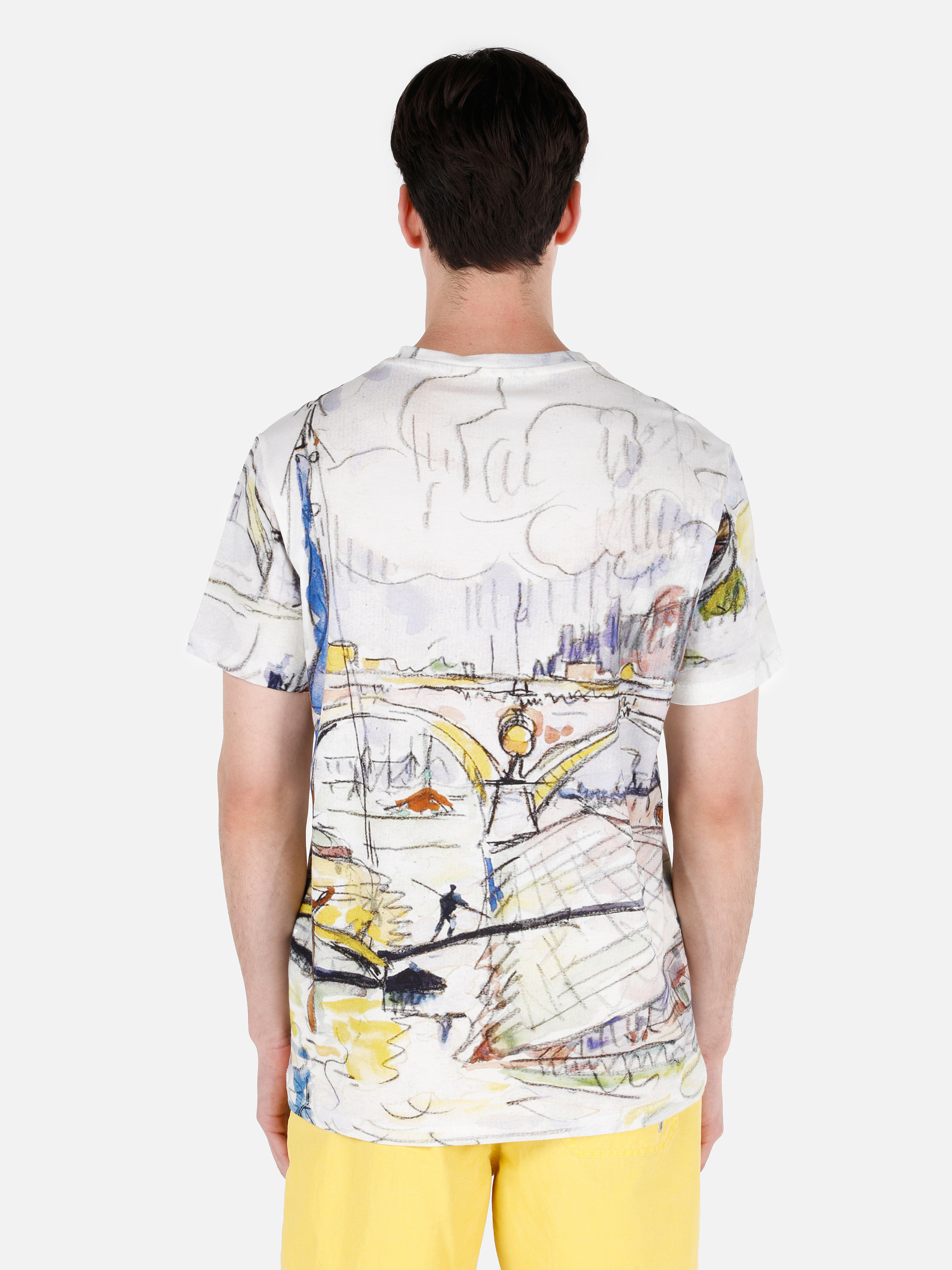 Afișați detalii pentru Regular Fit Round Neck Printed Tricou Multicolor Cu Mânecă Scurtă Pentru Bărbați