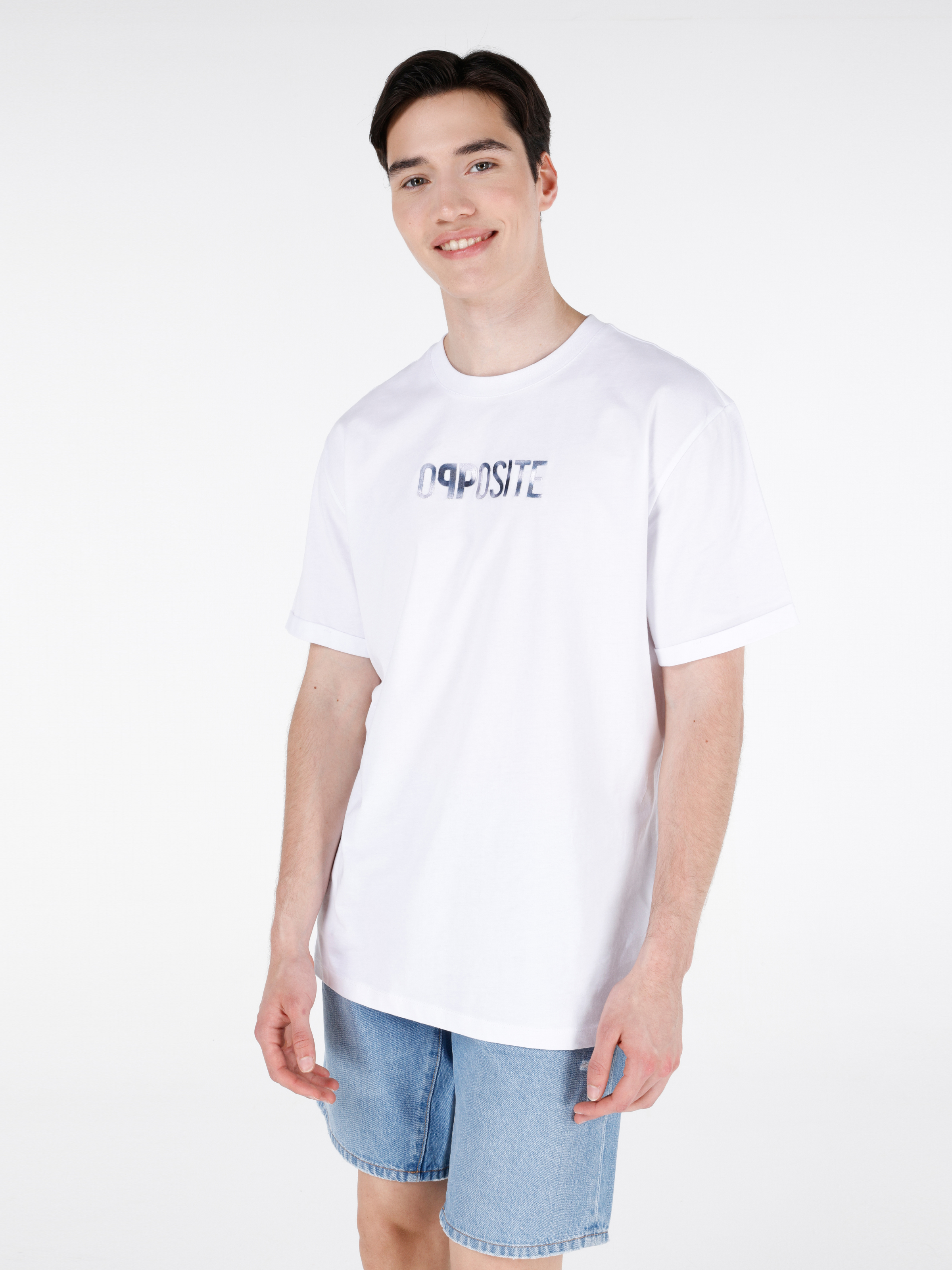 Afișați detalii pentru Comfort Fit Round Neck Drept Bărbați Alb Short Tricou Cu Mânecă Scurtă