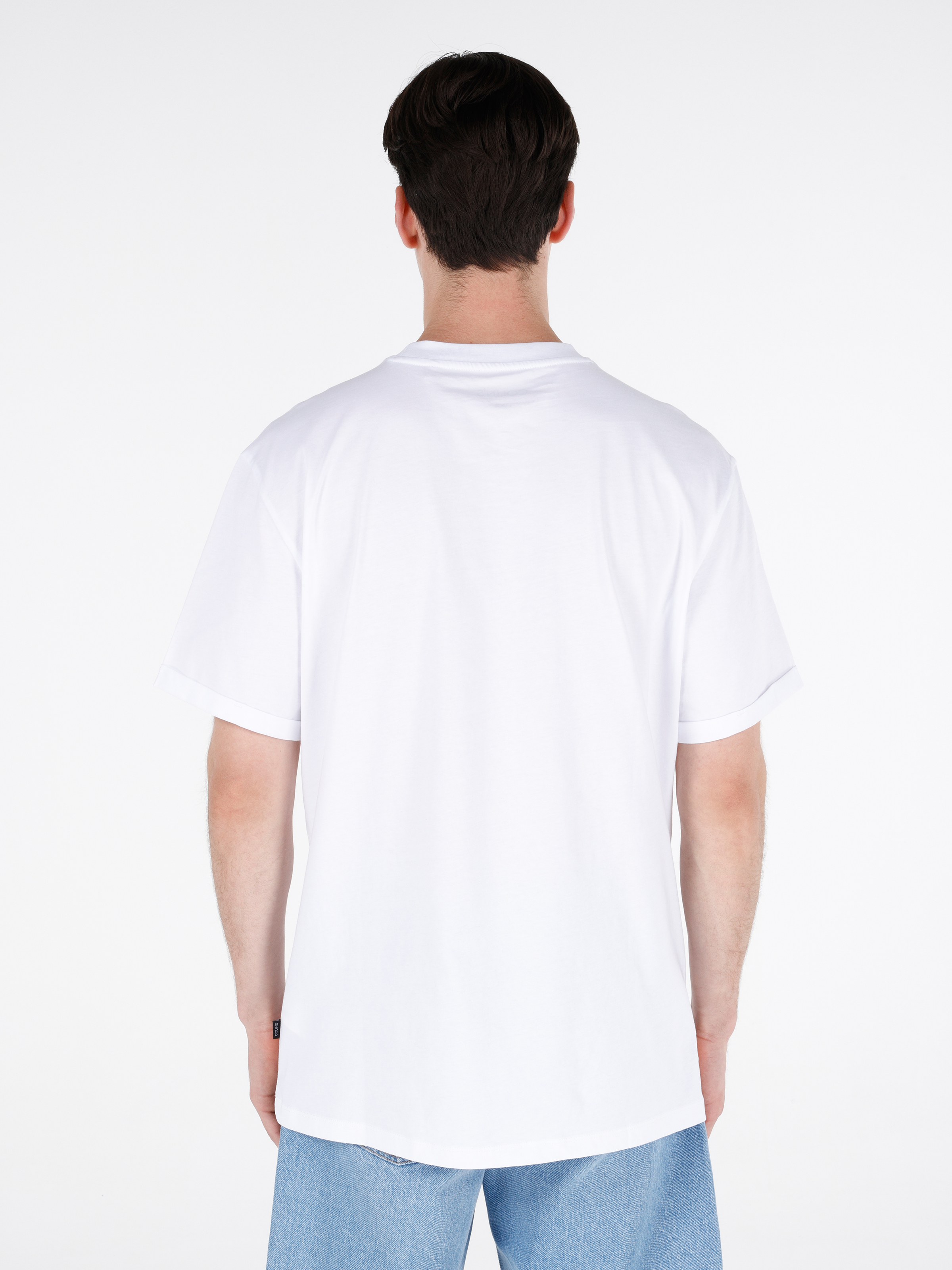 Afișați detalii pentru Comfort Fit Round Neck Drept Bărbați Alb Short Tricou Cu Mânecă Scurtă