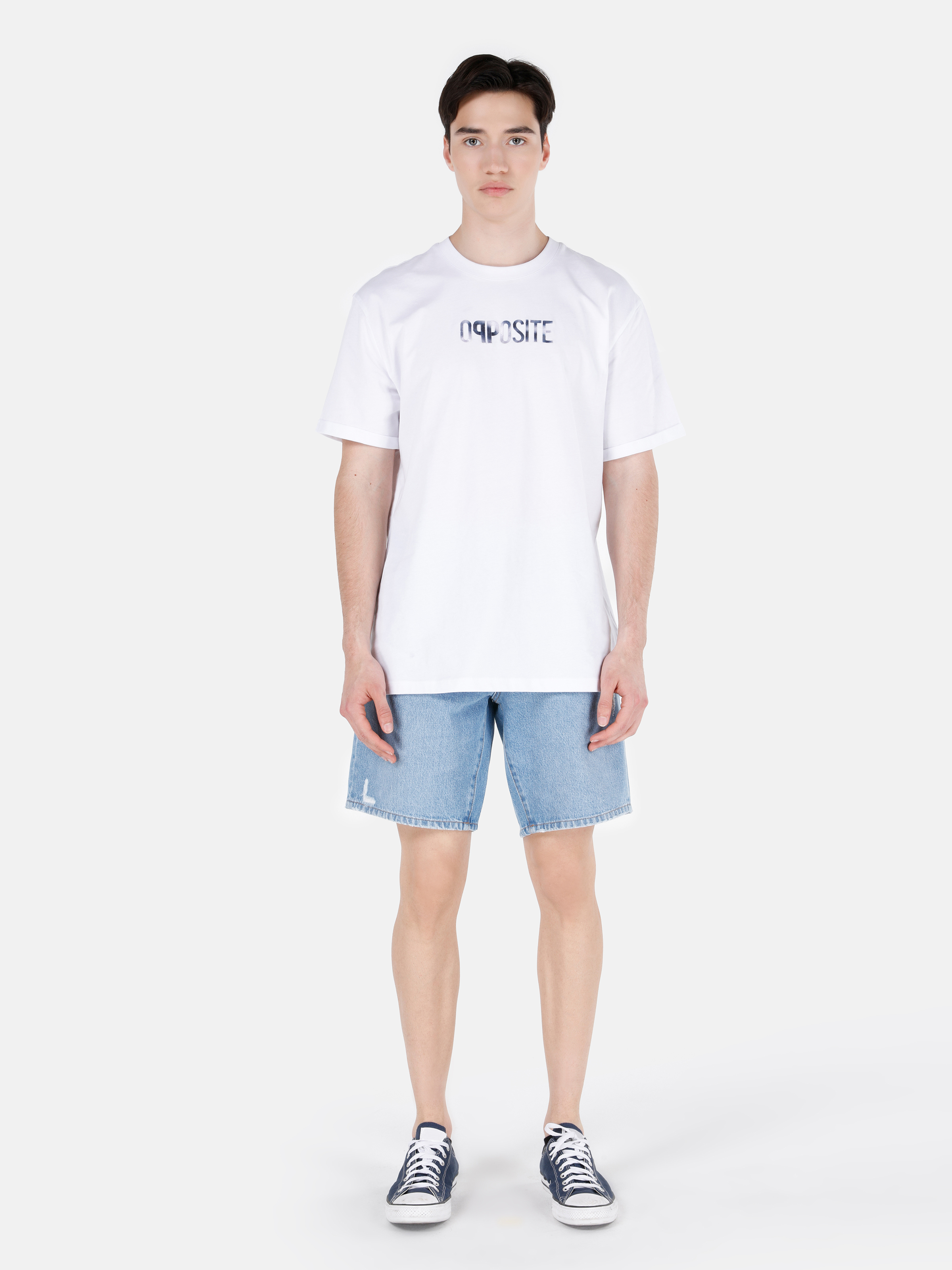 Afișați detalii pentru Comfort Fit Round Neck Drept Bărbați Alb Short Tricou Cu Mânecă Scurtă