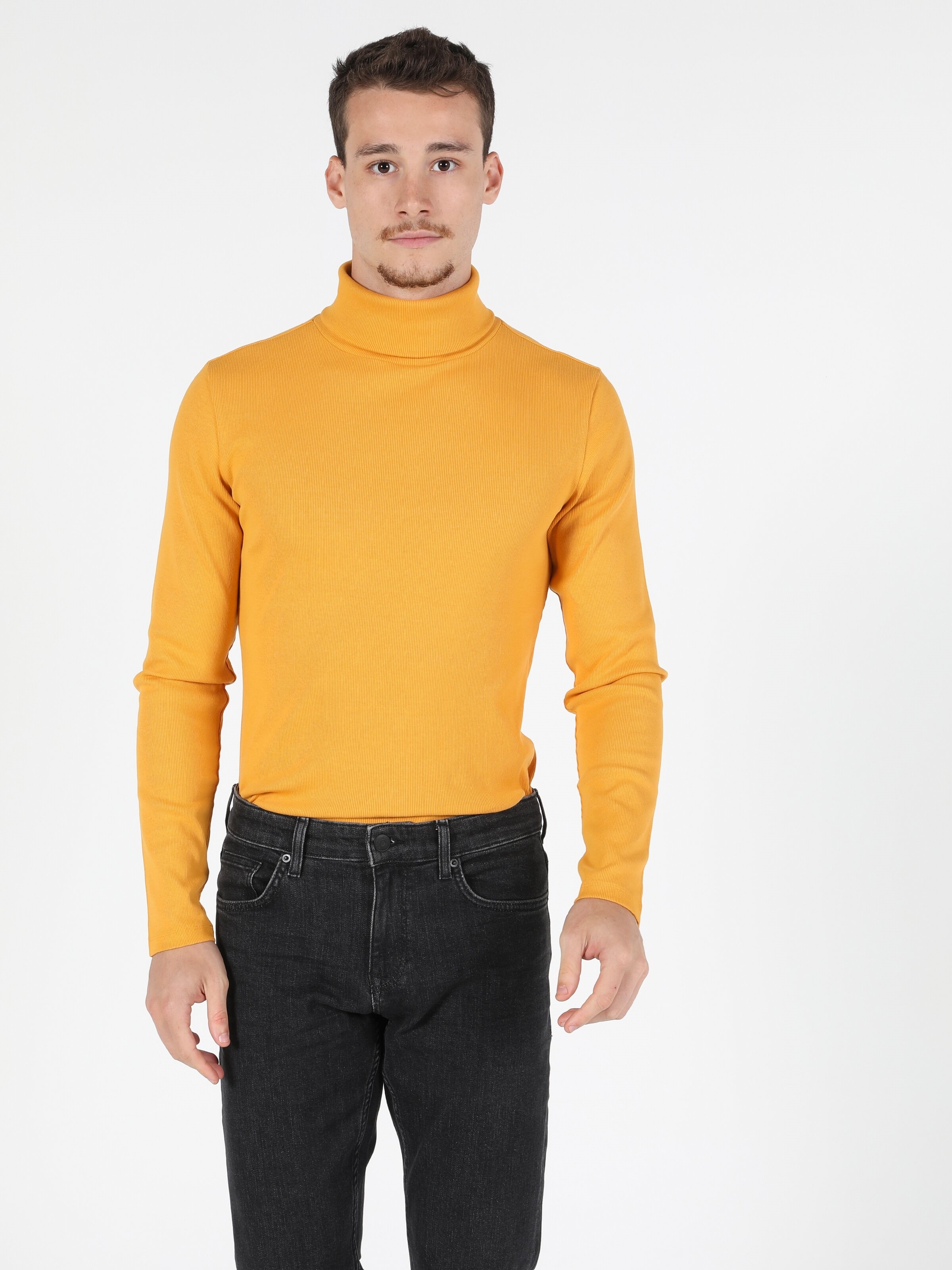 Afișați detalii pentru Slim Fit Half Turtleneck Drept Sari Tricou Cu Mânecă Lungă Pentru Bărbați
