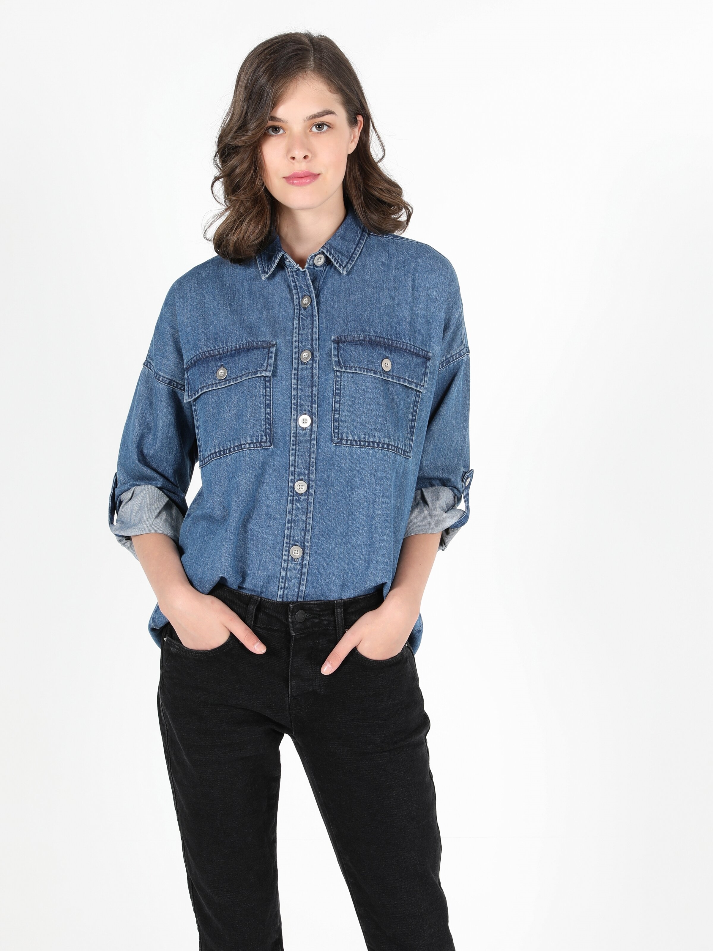 Afișați detalii pentru Camasa Cu Maneca Lunga De Dama Denim Oversize Fit  Cl1051208