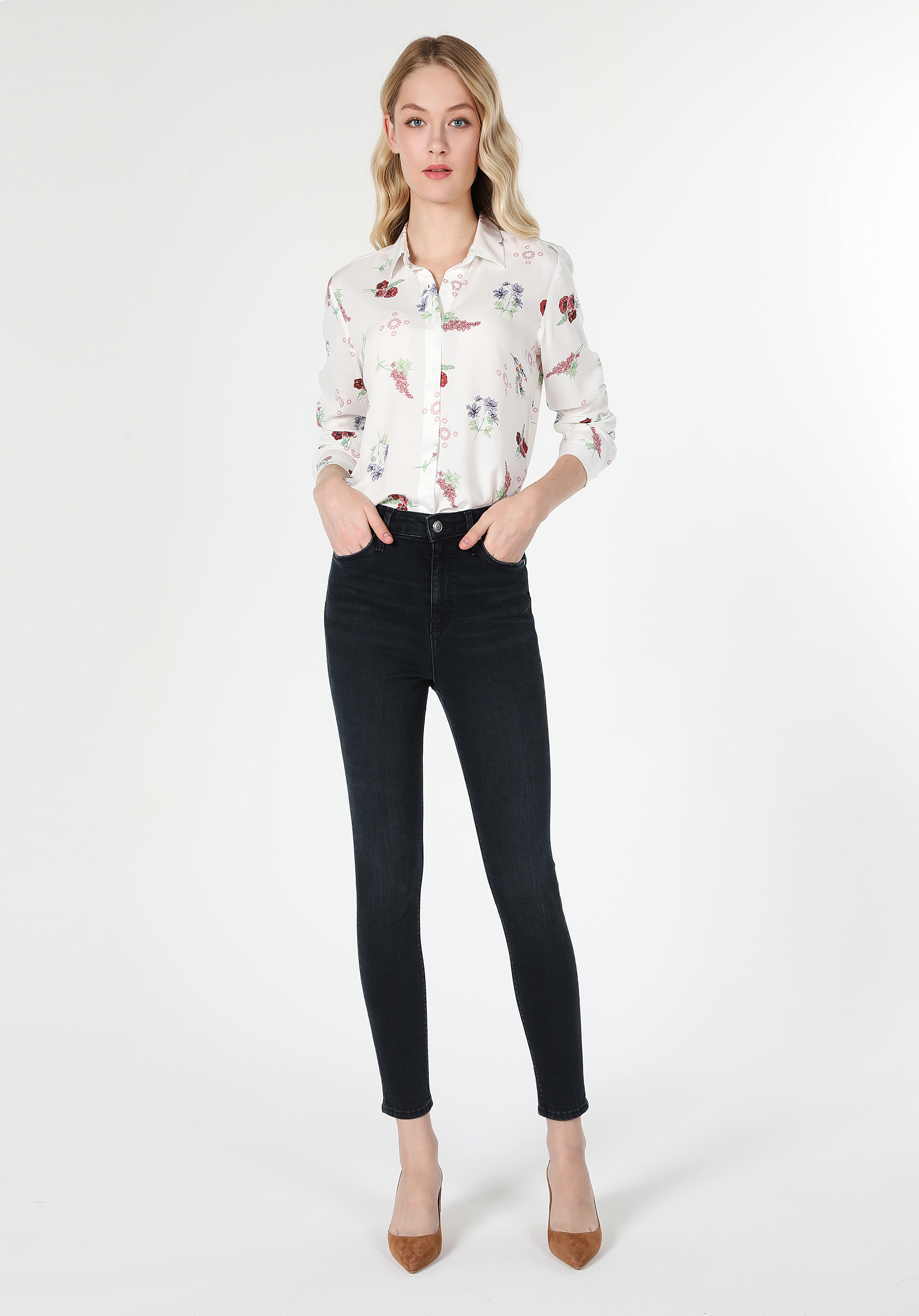 Afișați detalii pentru Pantaloni De Dama Albastru inchis Skinny Fit 760 DIANA CL1061417