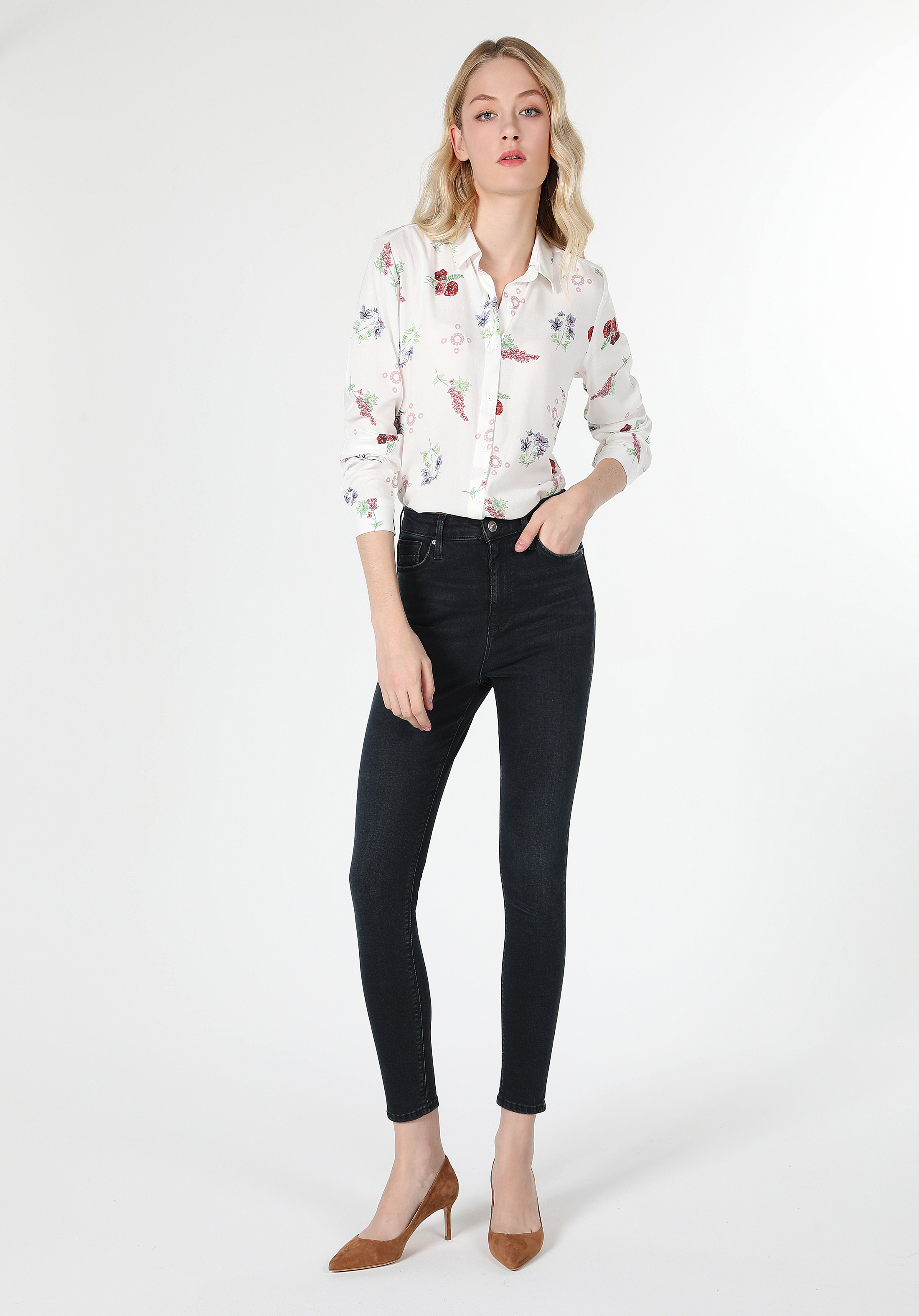 Afișați detalii pentru Pantaloni De Dama Albastru inchis Skinny Fit 760 DIANA CL1061417