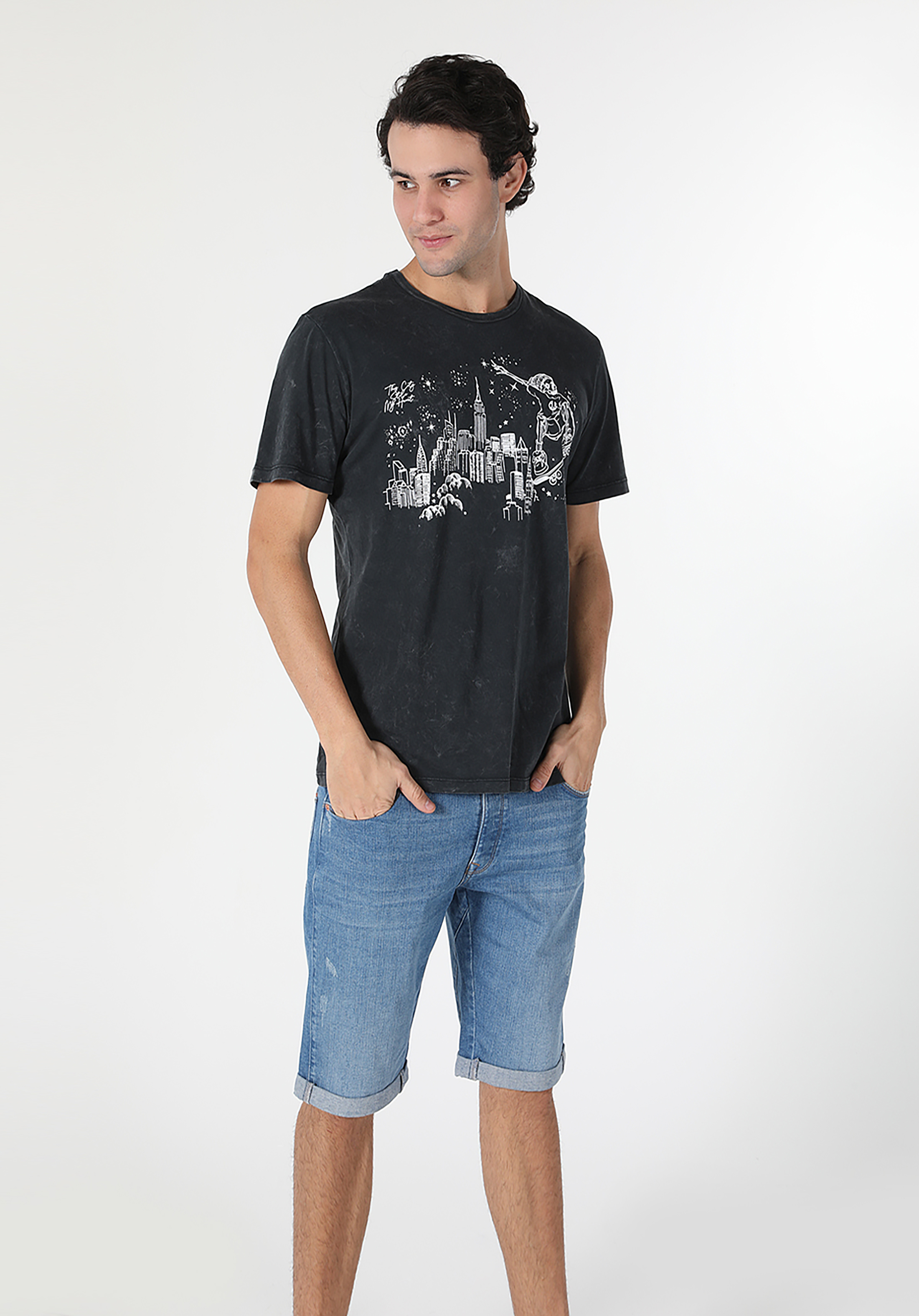 Afișați detalii pentru Tricou Cu Maneca Scurta De Barbati Antracit Regular Fit  Cl1057134
