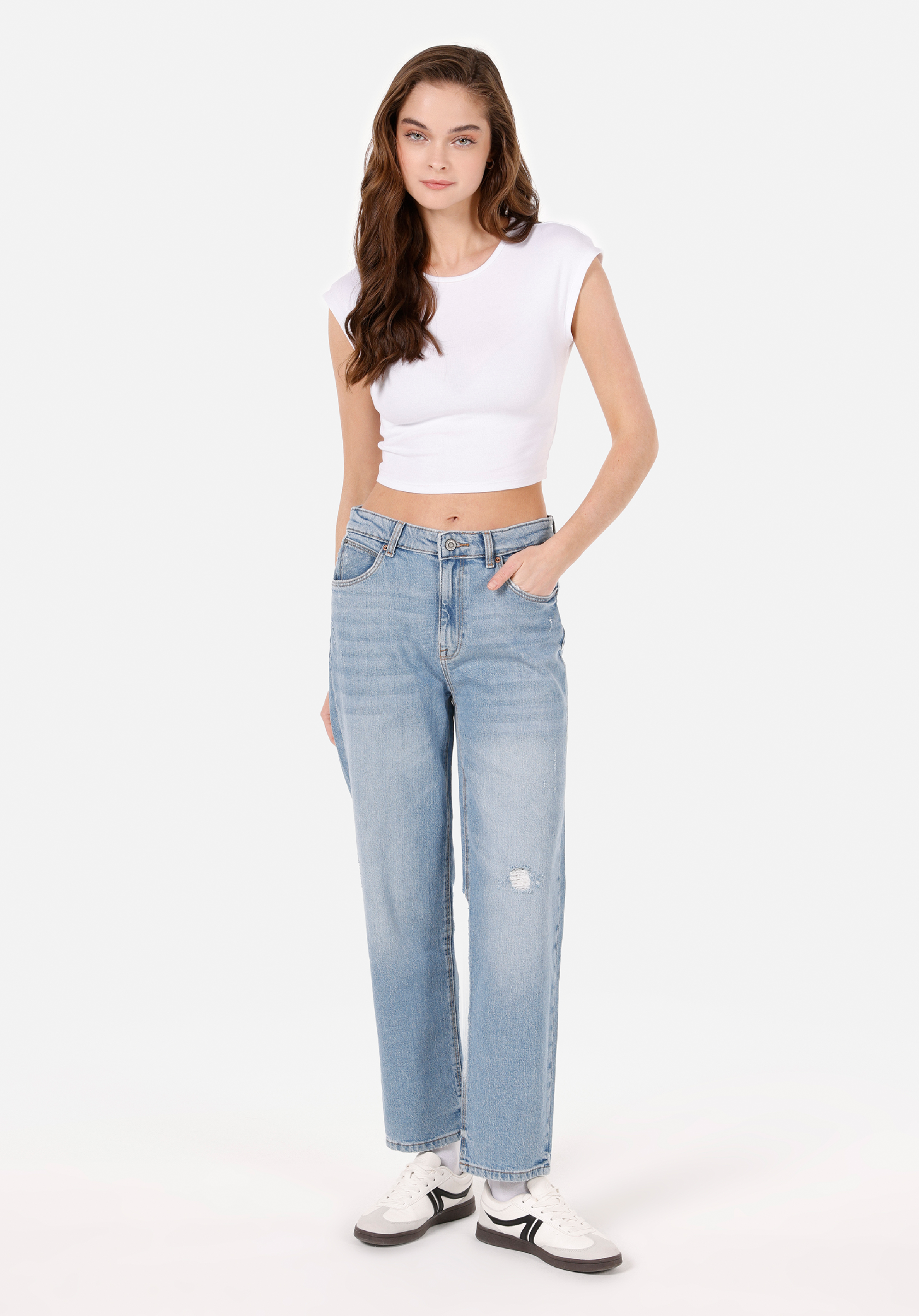 Afișați detalii pentru Pantaloni De Dama Albastru Straight Fit 884 LAUREN CL1071681