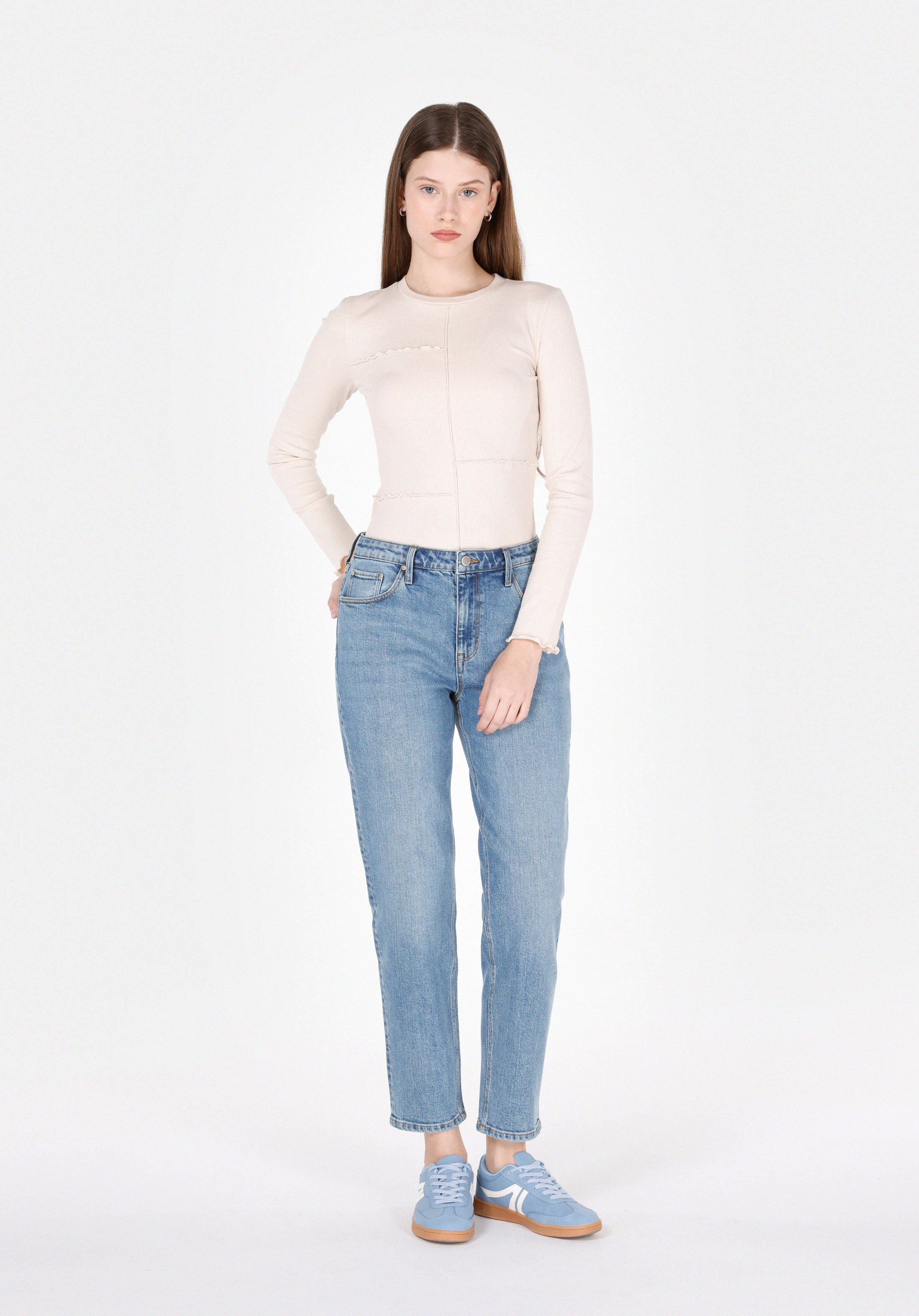 Afișați detalii pentru Bluza Cu Maneca Lunga De Dama Ecru Slim Fit  CL1072236