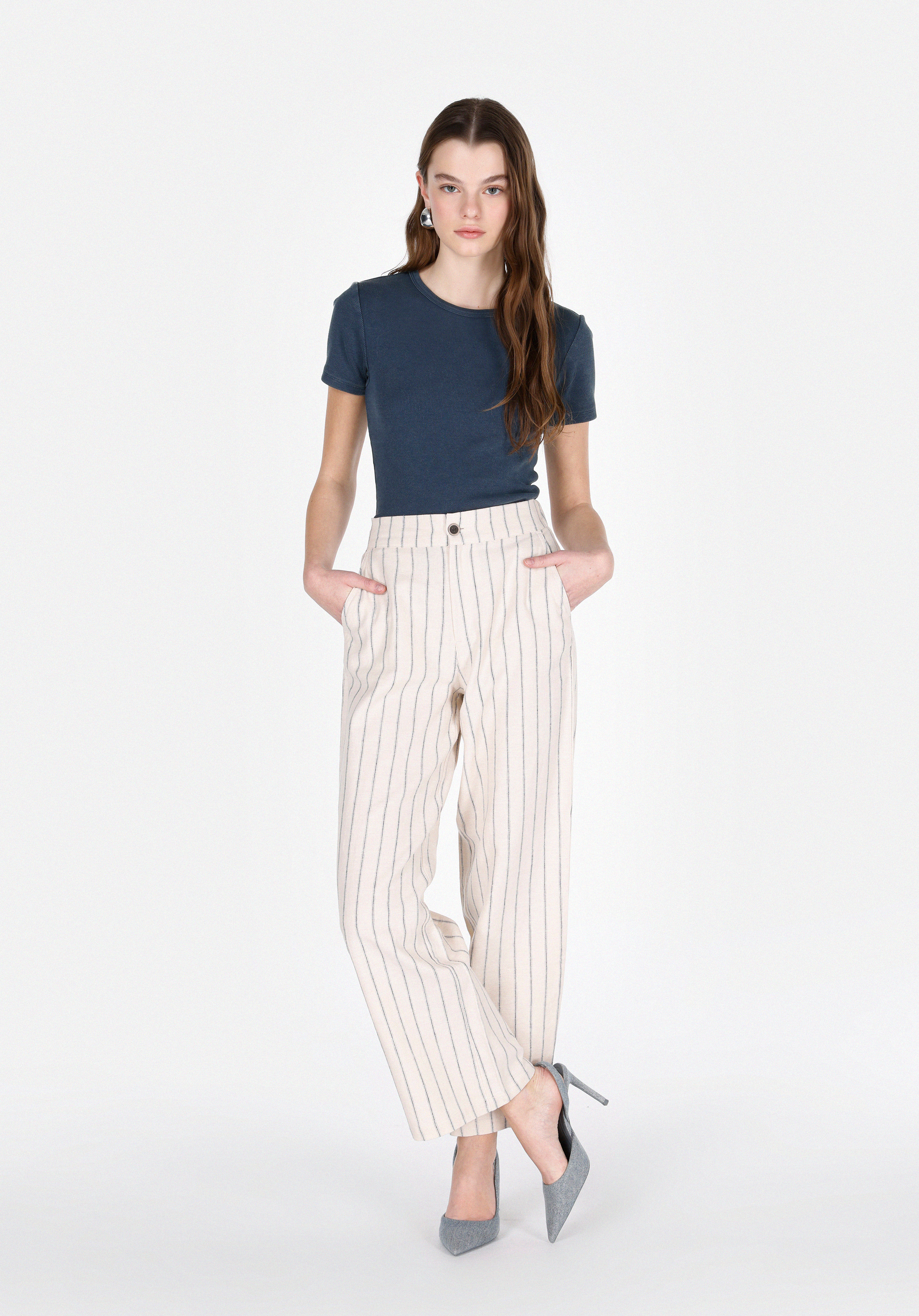 Afișați detalii pentru Pantaloni De Dama Ecru Regular Fit  Cl1074667