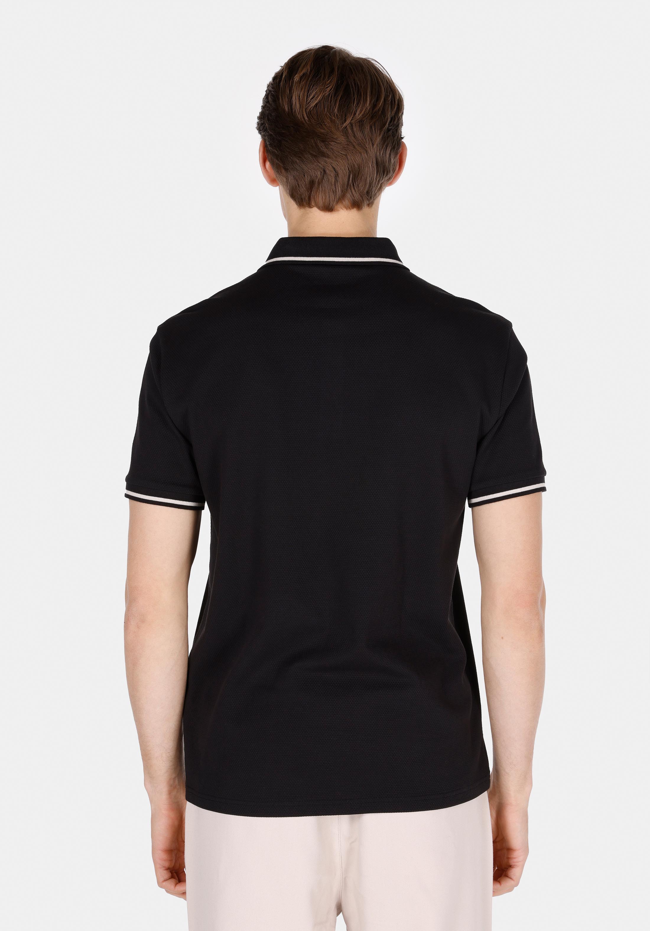 Afișați detalii pentru Tricou Polo Cu Maneca Scurta De Barbati Negru Regular Fit  Cl1073587