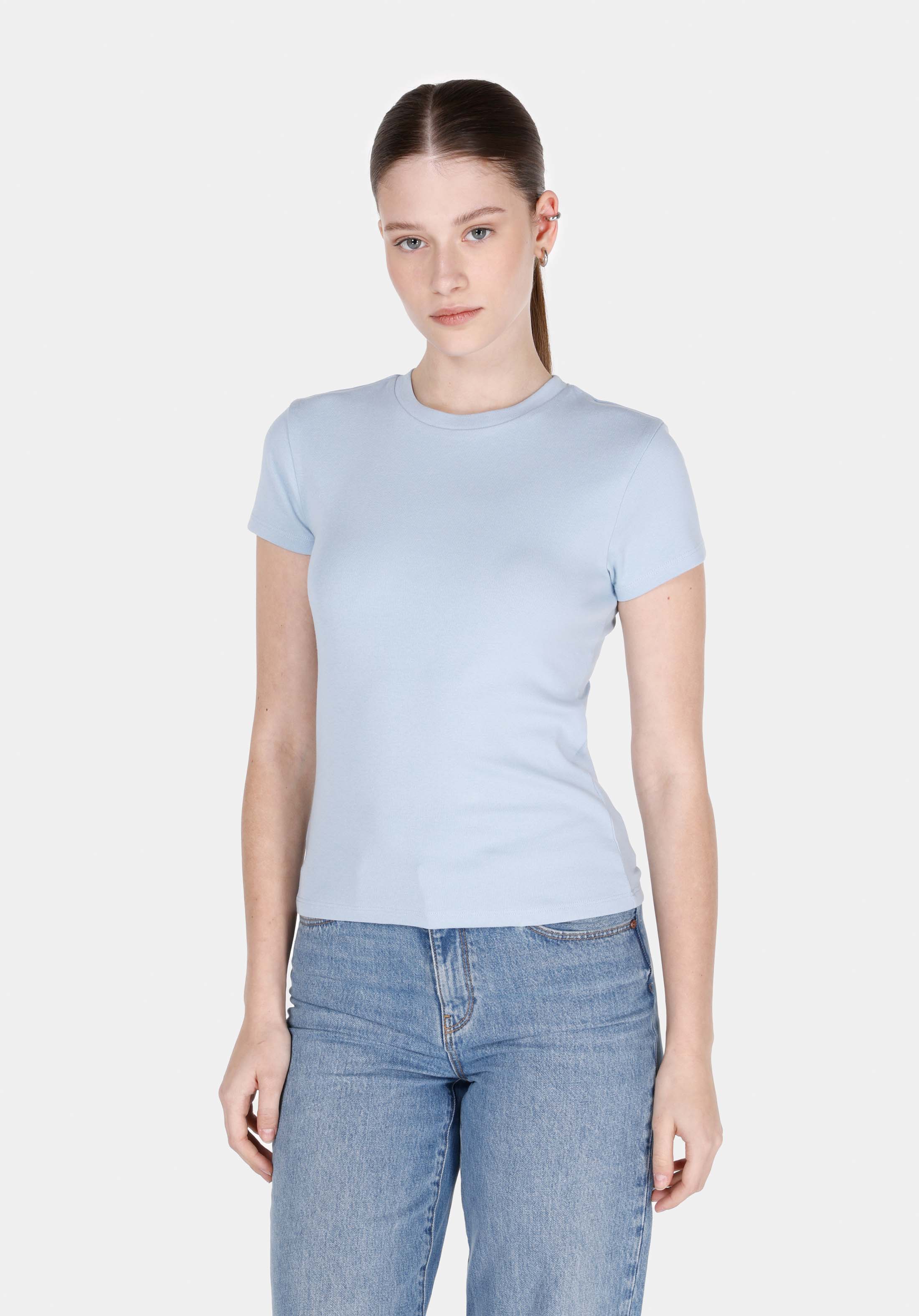 Afișați detalii pentru Tricou Cu Maneca Scurta De Dama Albastru Slim Fit  Cl1073597