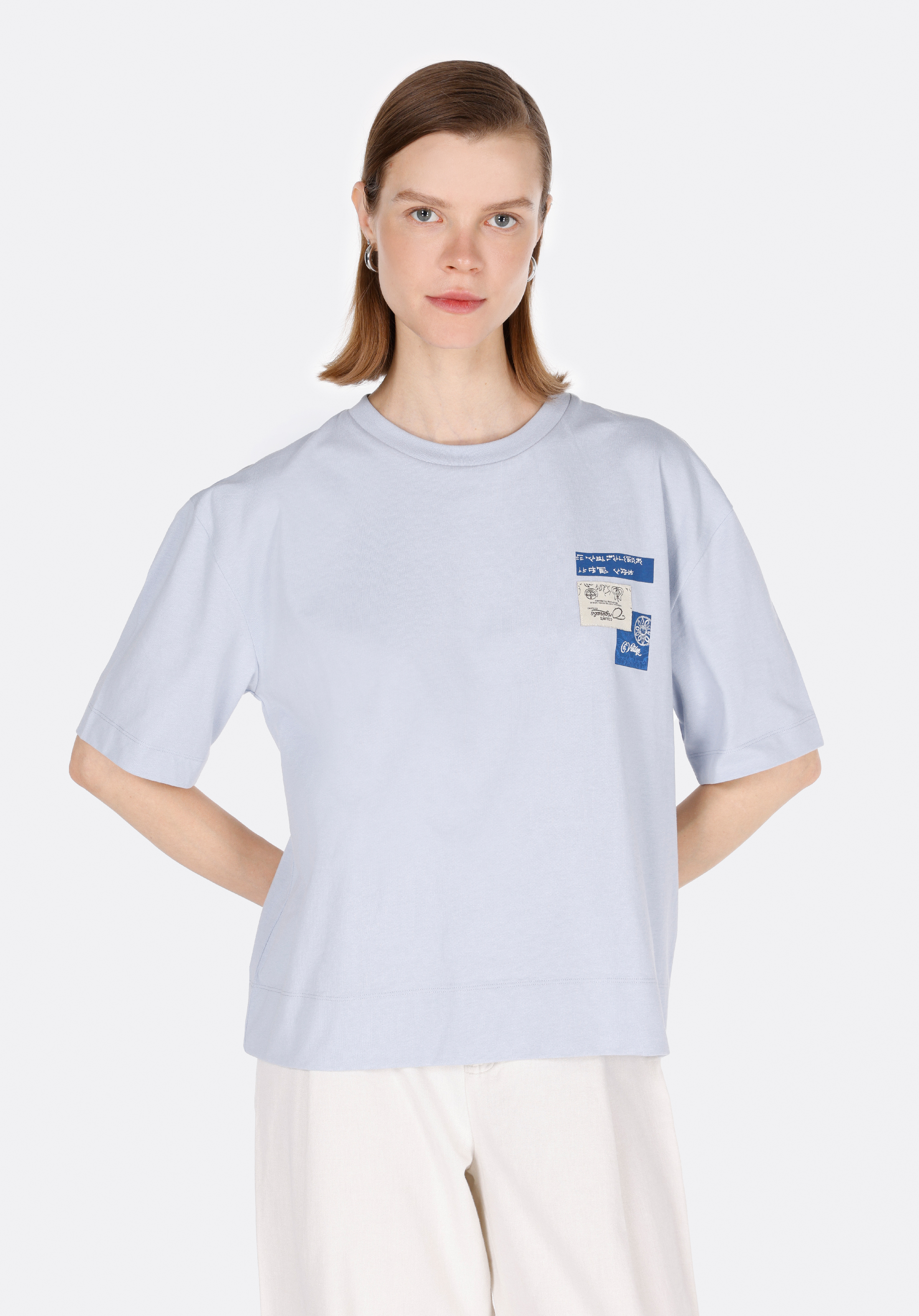 Afișați detalii pentru Tricou Cu Maneca Scurta De Dama Albastru Regular Fit  Cl1072788