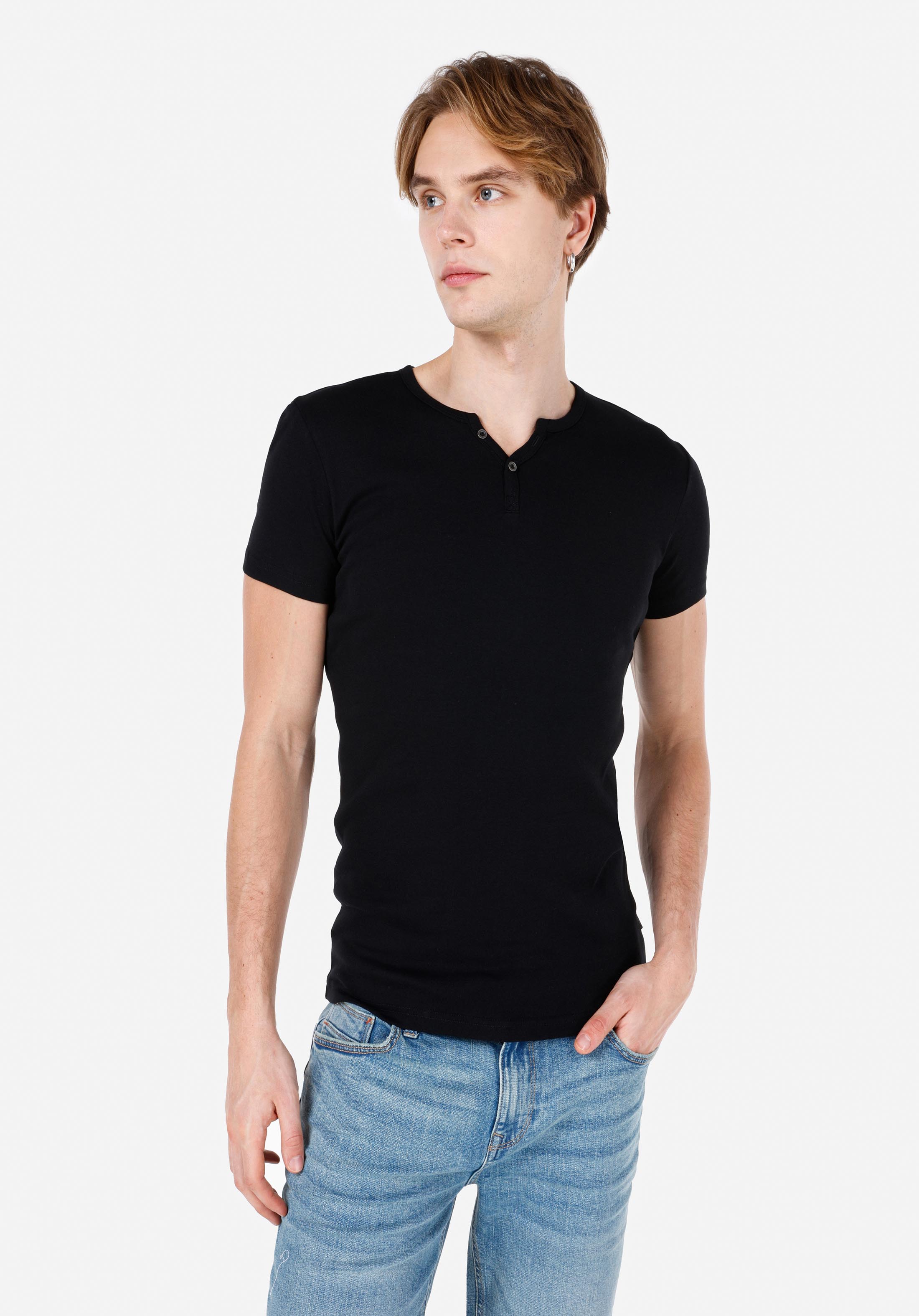 Afișați detalii pentru Tricou Cu Maneca Scurta De Barbati Negru Slim Fit  CL1040245