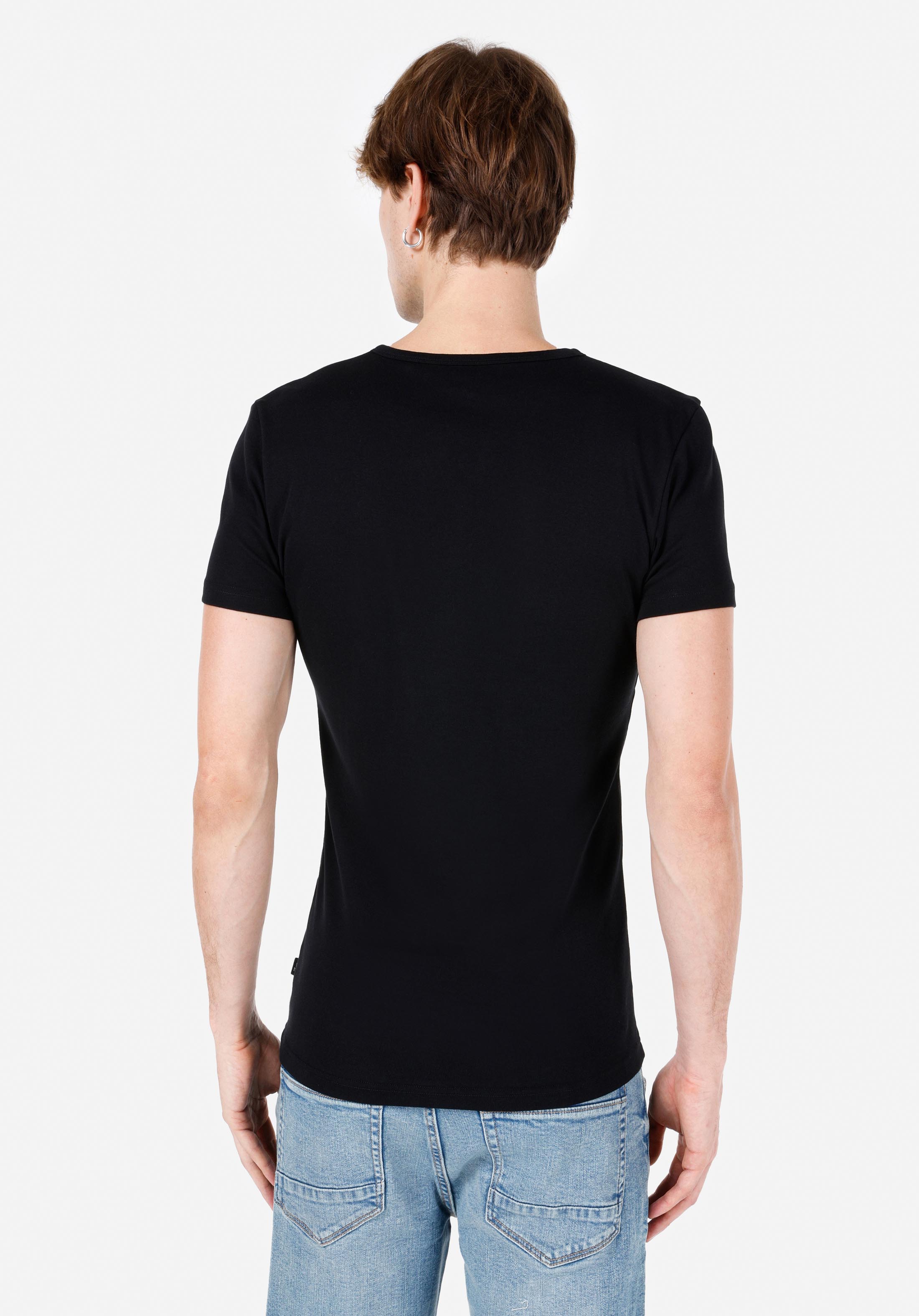 Afișați detalii pentru Tricou Cu Maneca Scurta De Barbati Negru Slim Fit  CL1040245