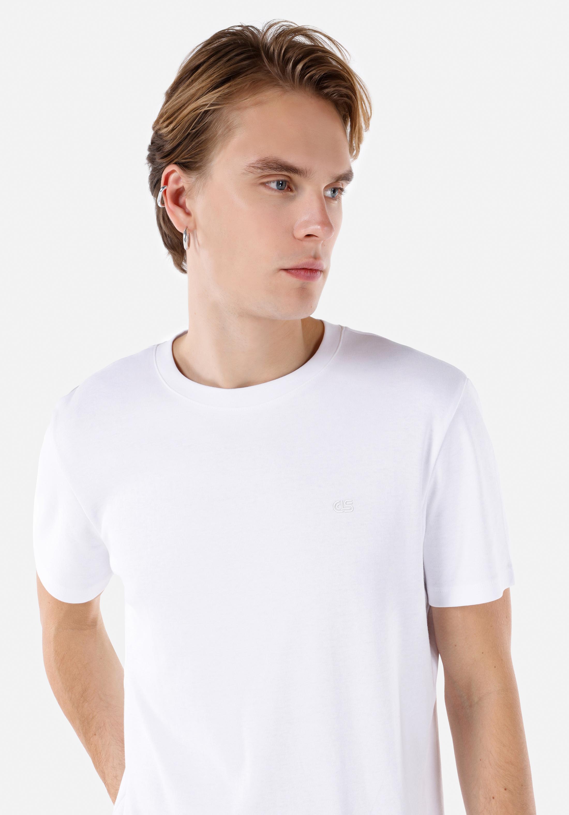 Afișați detalii pentru Tricou Cu Maneca Scurta De Barbati Alb Regular Fit  Cl1063413