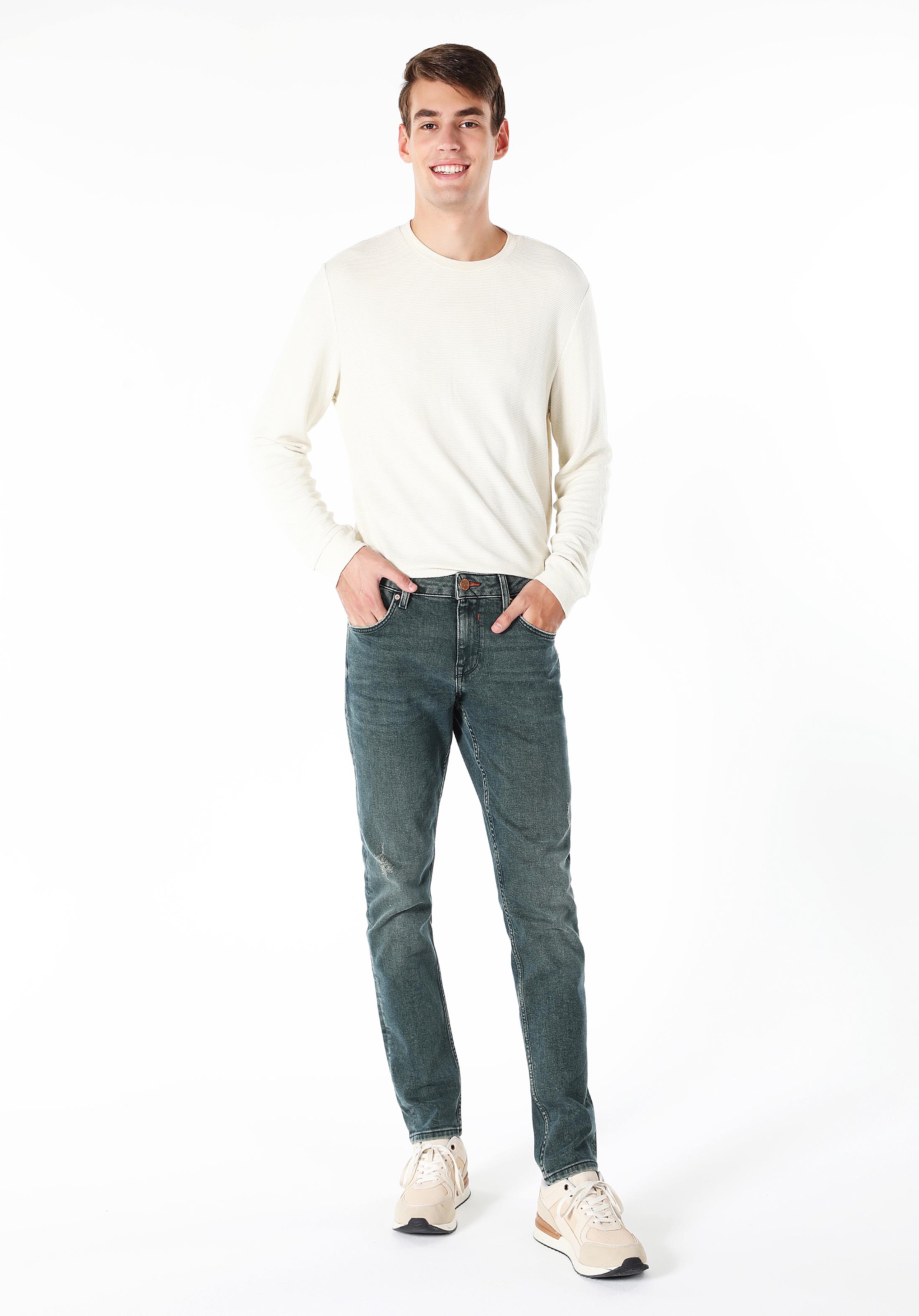 Afișați detalii pentru Pantaloni De Barbati Verde Straight Fit 044 Karl Cl1061345