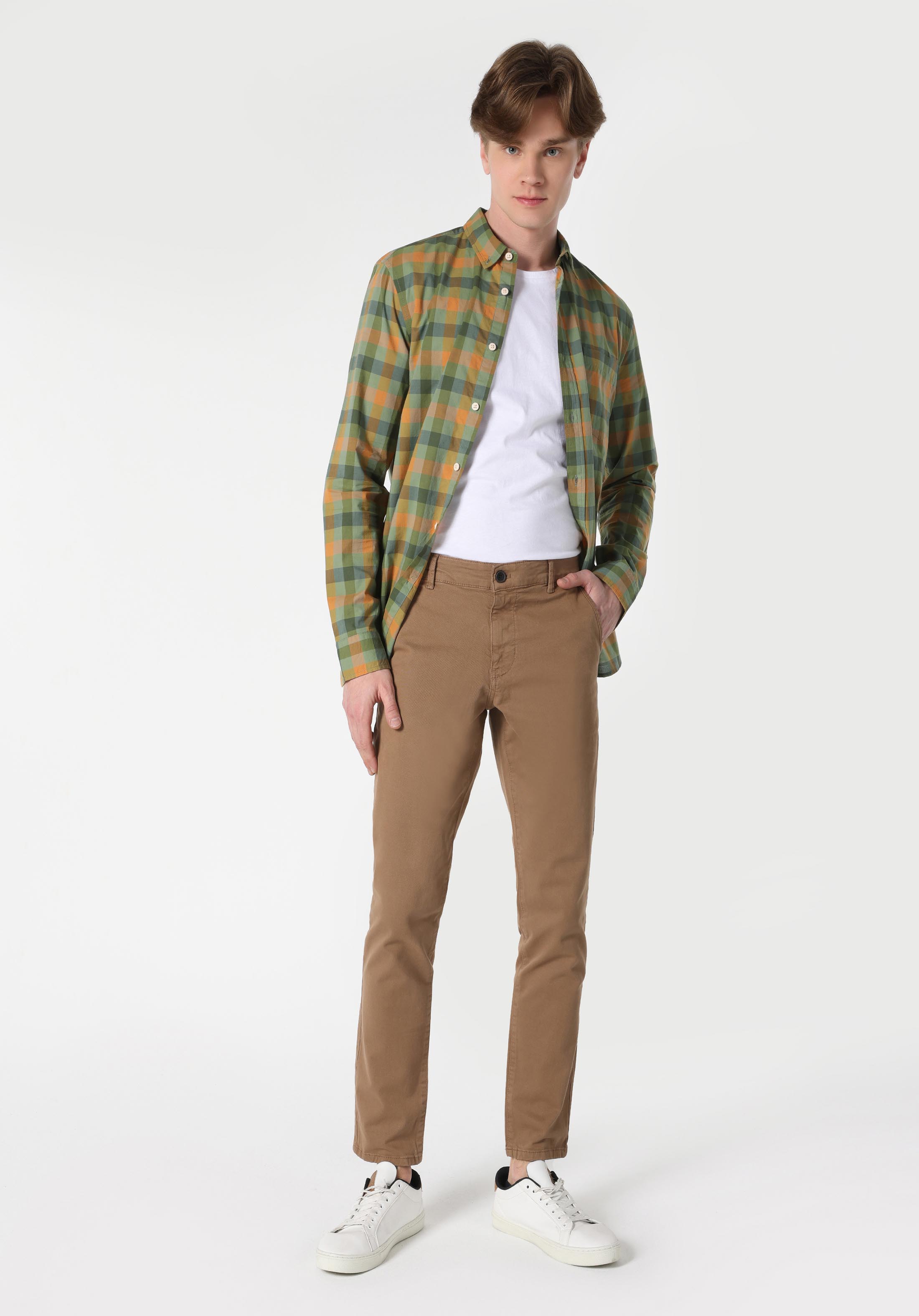 Afișați detalii pentru Pantaloni Gri Pentru Bărbați Slim Fit Mid Waist Straight Leg