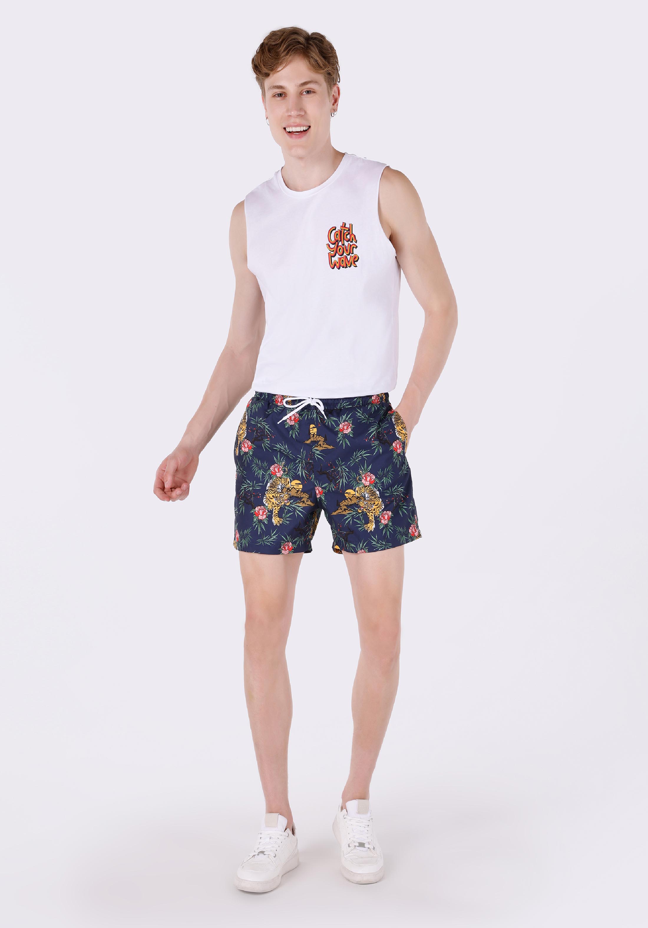 Afișați detalii pentru Short De Plaja De Barbati Multicolor Regular Fit  Cl1063478