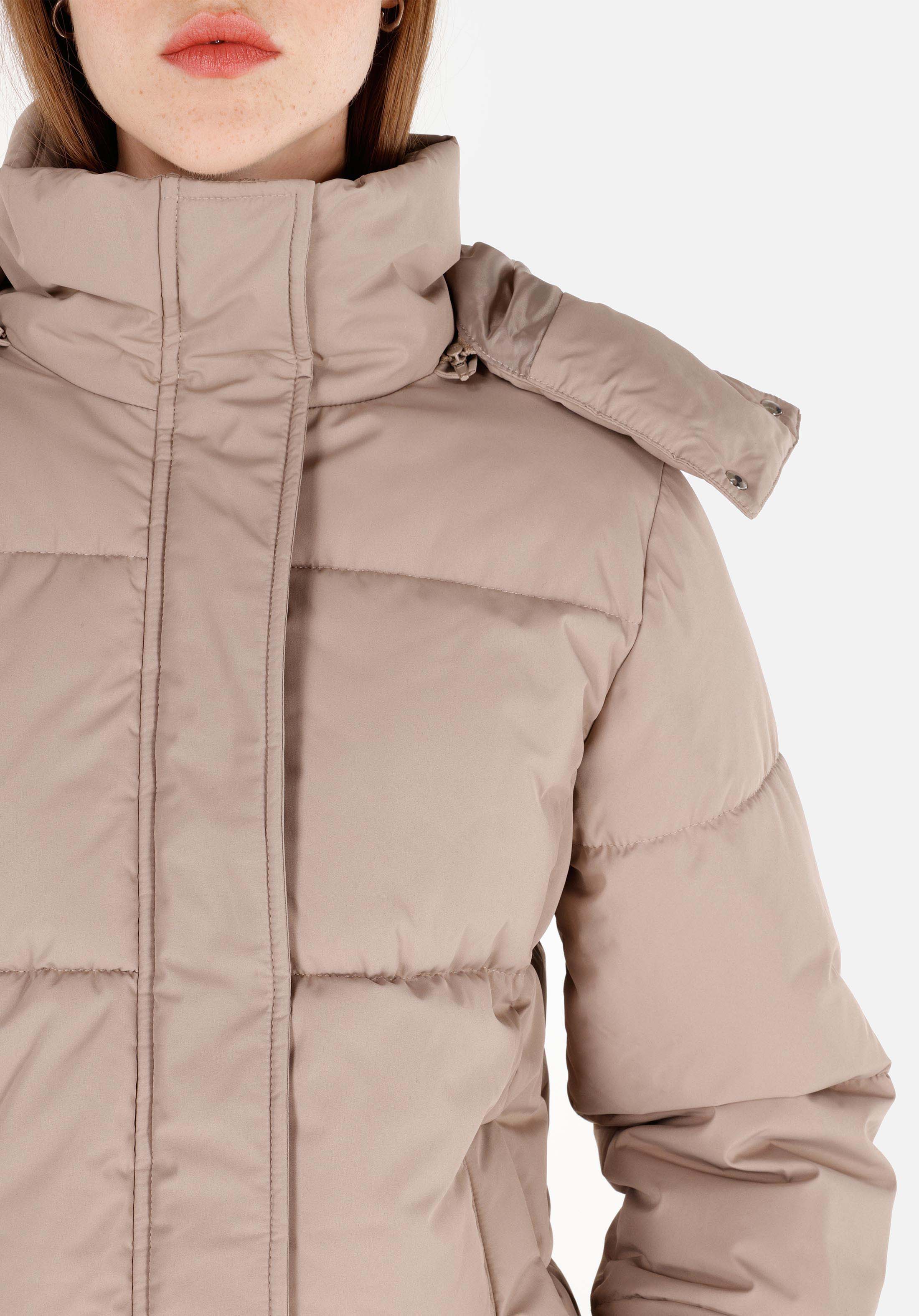 Afișați detalii pentru Palton Bej Pentru Femei Cu Glugă Cu Fermoar