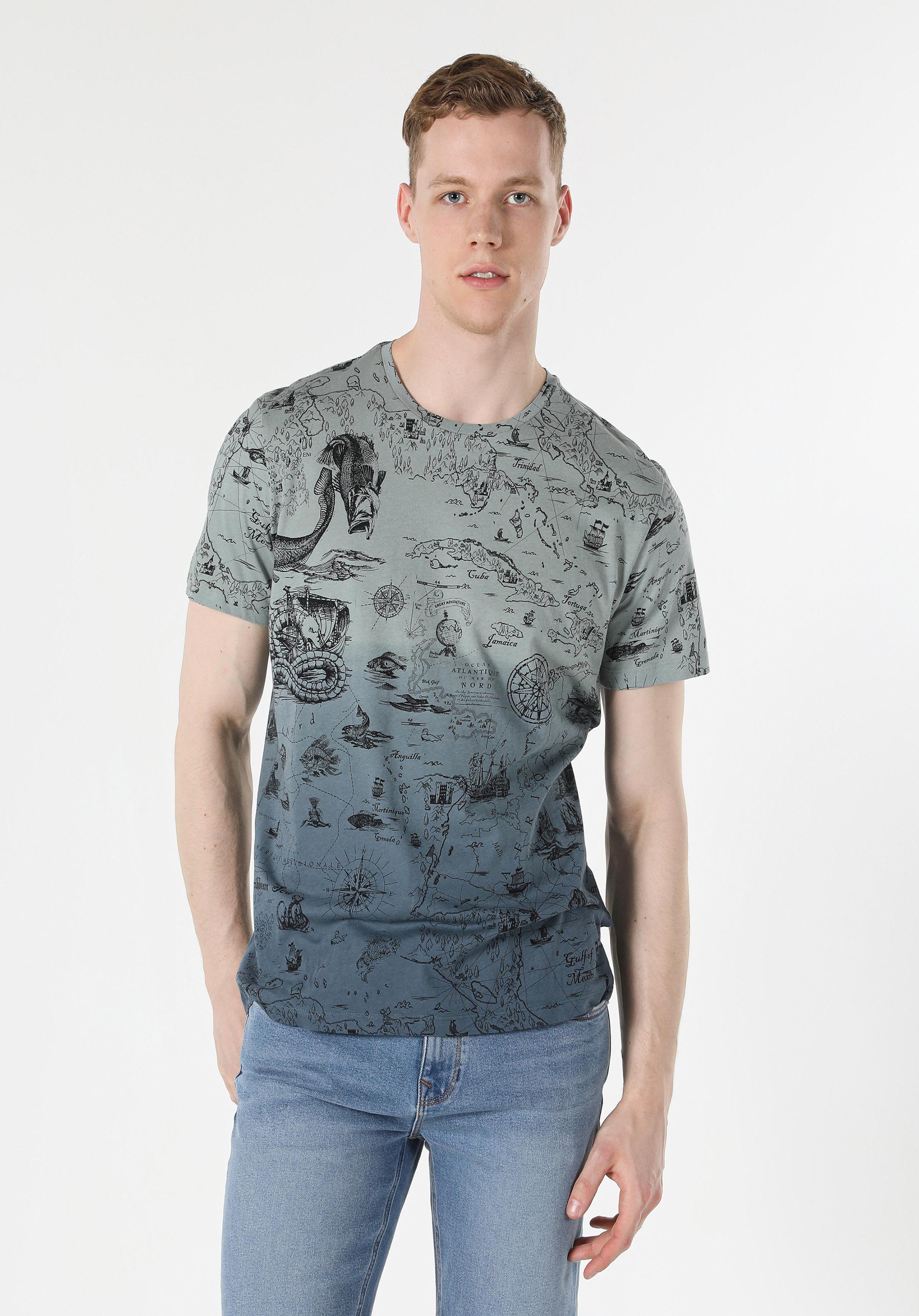 Afișați detalii pentru Tricou Cu Maneca Scurta De Barbati Albastru Regular Fit  Cl1054897