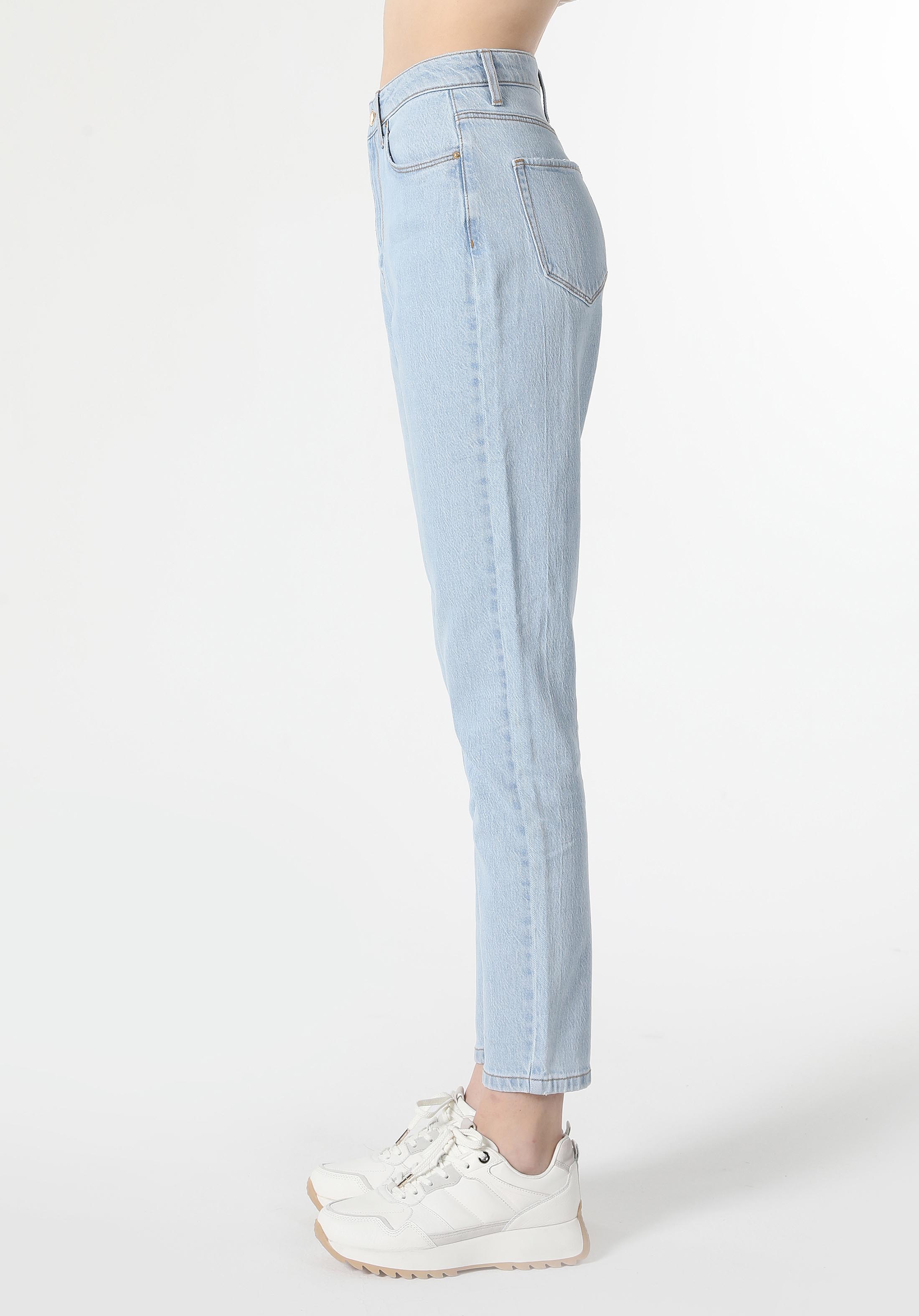Afișați detalii pentru Pantaloni De Dama Albastru Mom Fit 896  Maria Cl1059104
