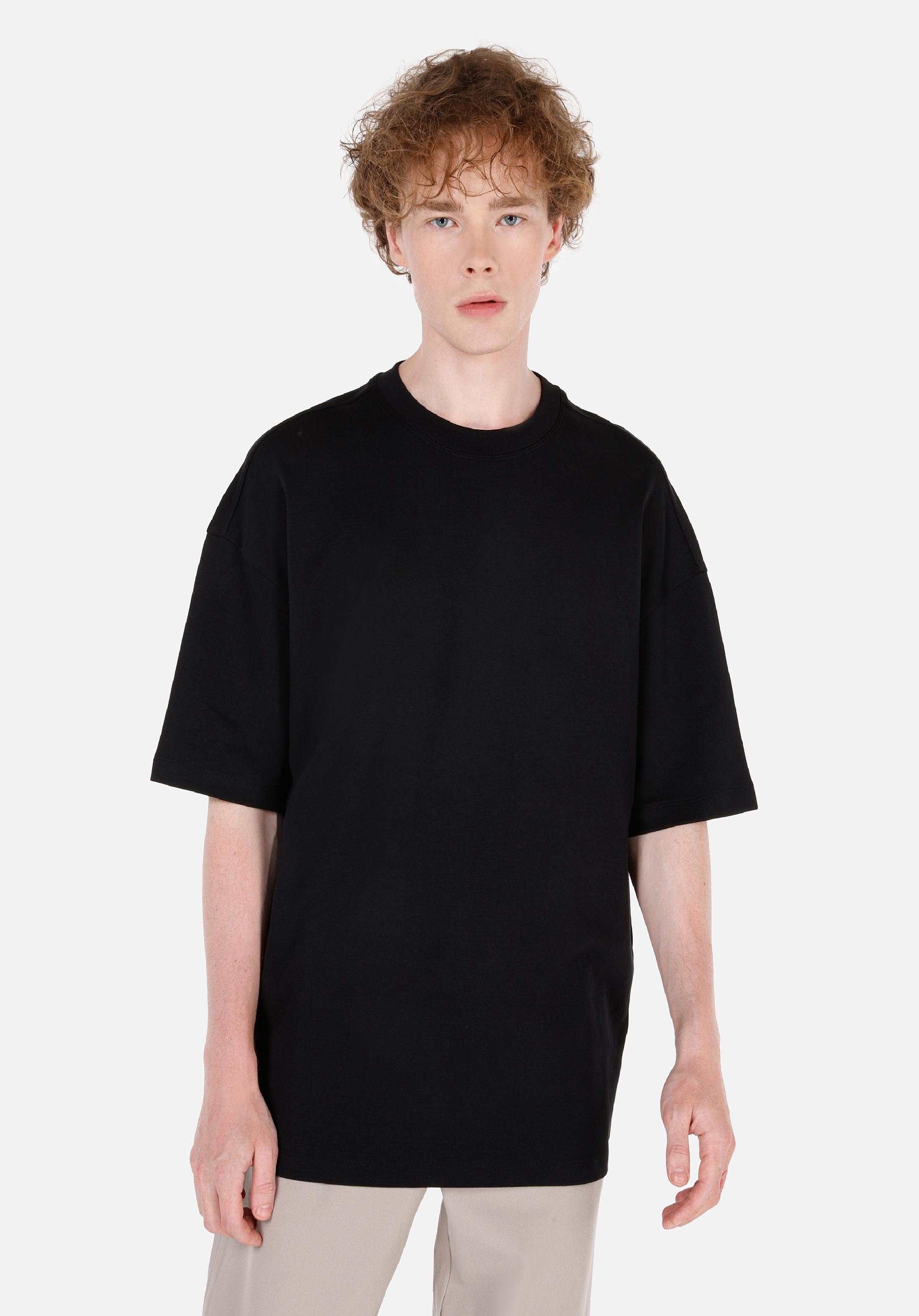 Afișați detalii pentru Tricou Cu Maneca Scurta De Barbati Negru Oversize Fit  Cl1069744