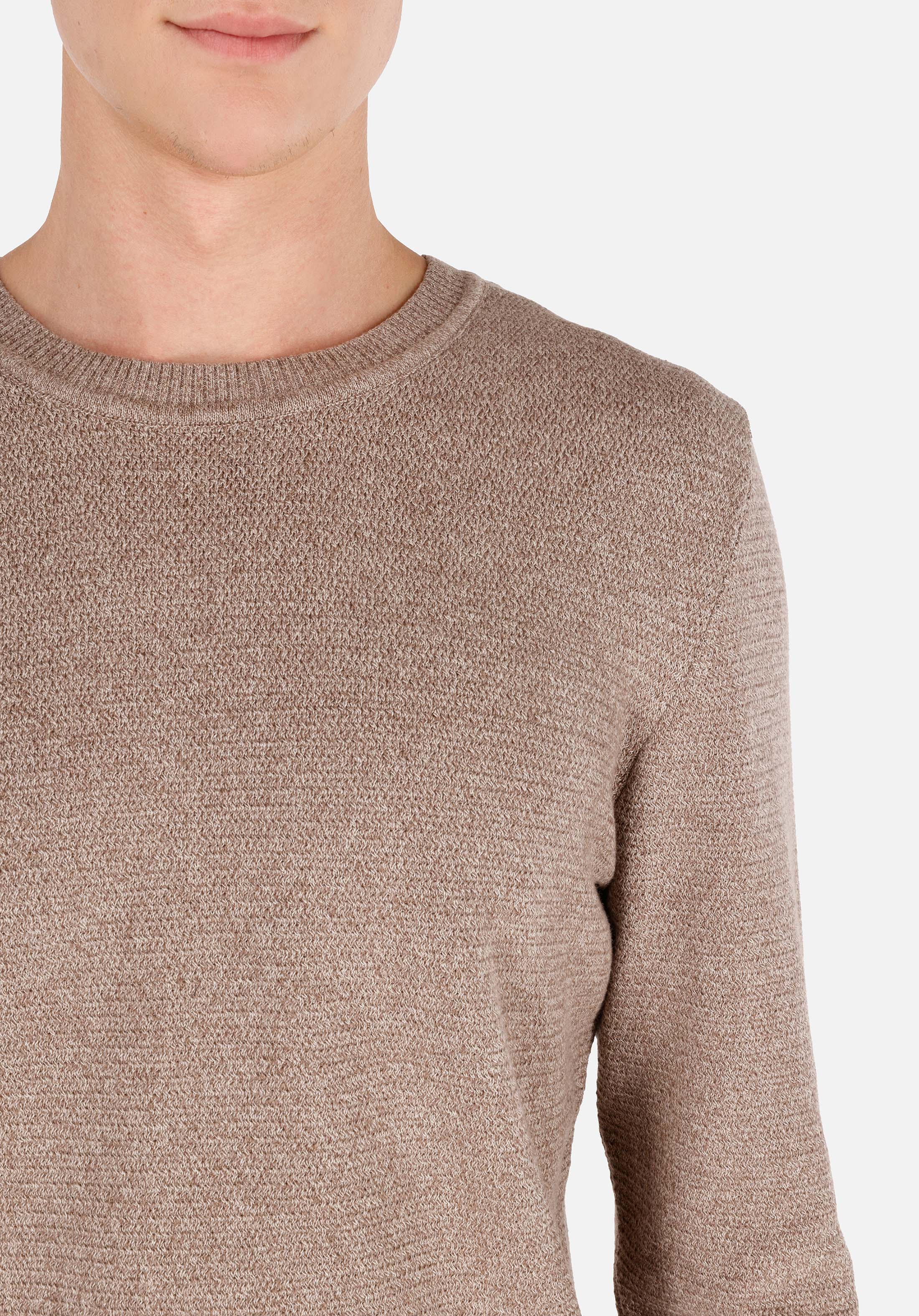 Afișați detalii pentru Pulover Gri Jacquard Pentru Bărbați Cu Gât Rotund Regular Fit