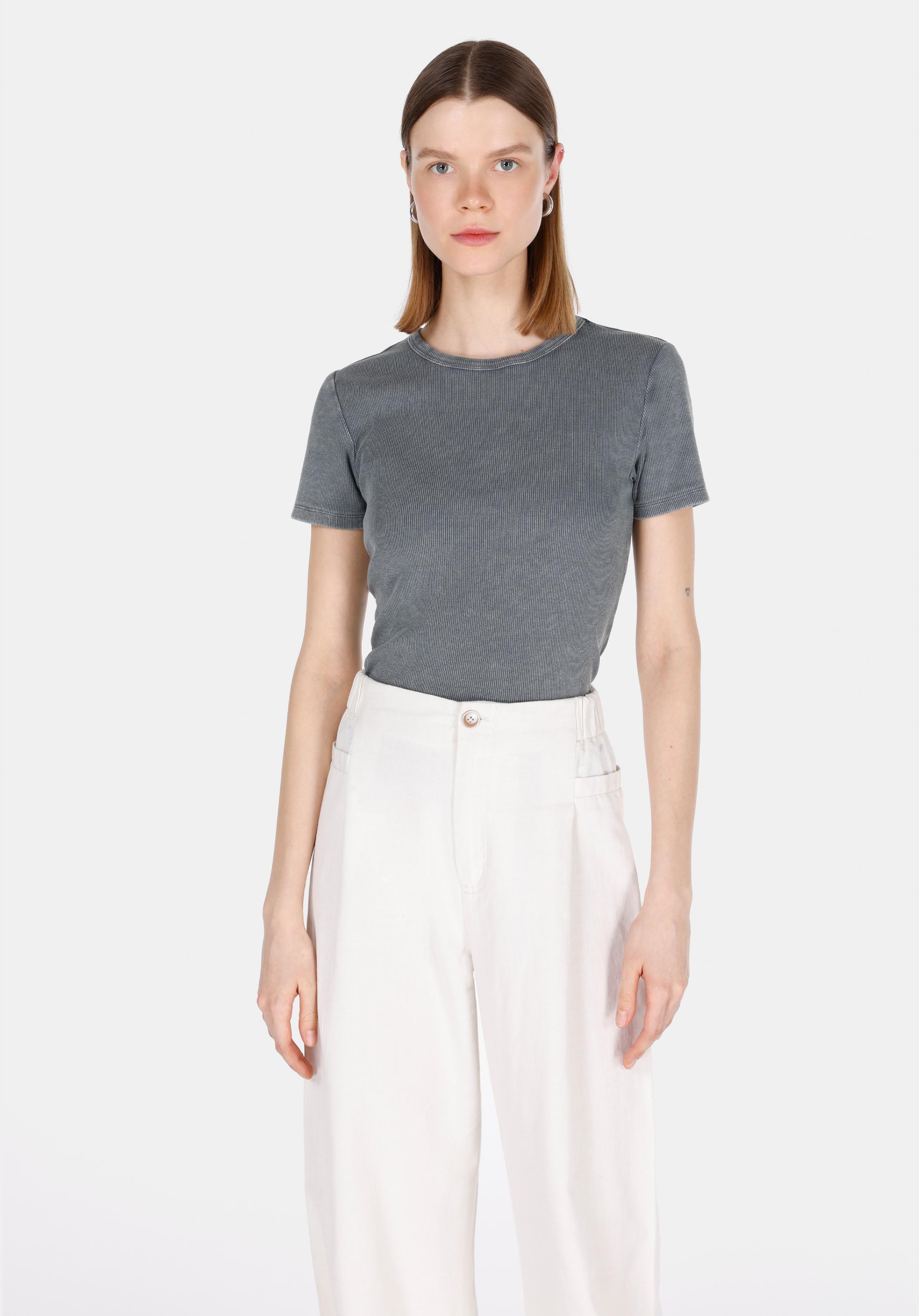 Afișați detalii pentru Bluza Cu Maneca Scurta De Dama Antracit Slim Fit  Cl1073924