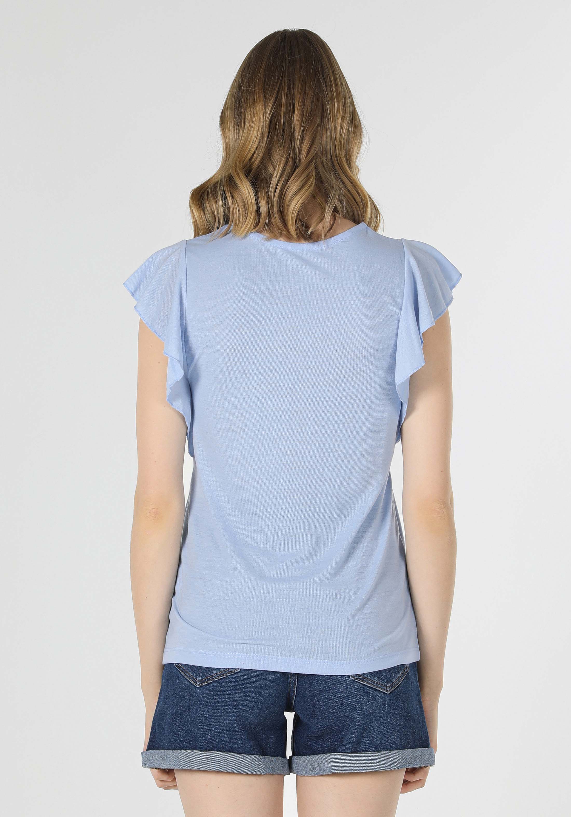 Afișați detalii pentru Tricou Cu Maneca Scurta De Dama Albastru Regular Fit  Cl1054378