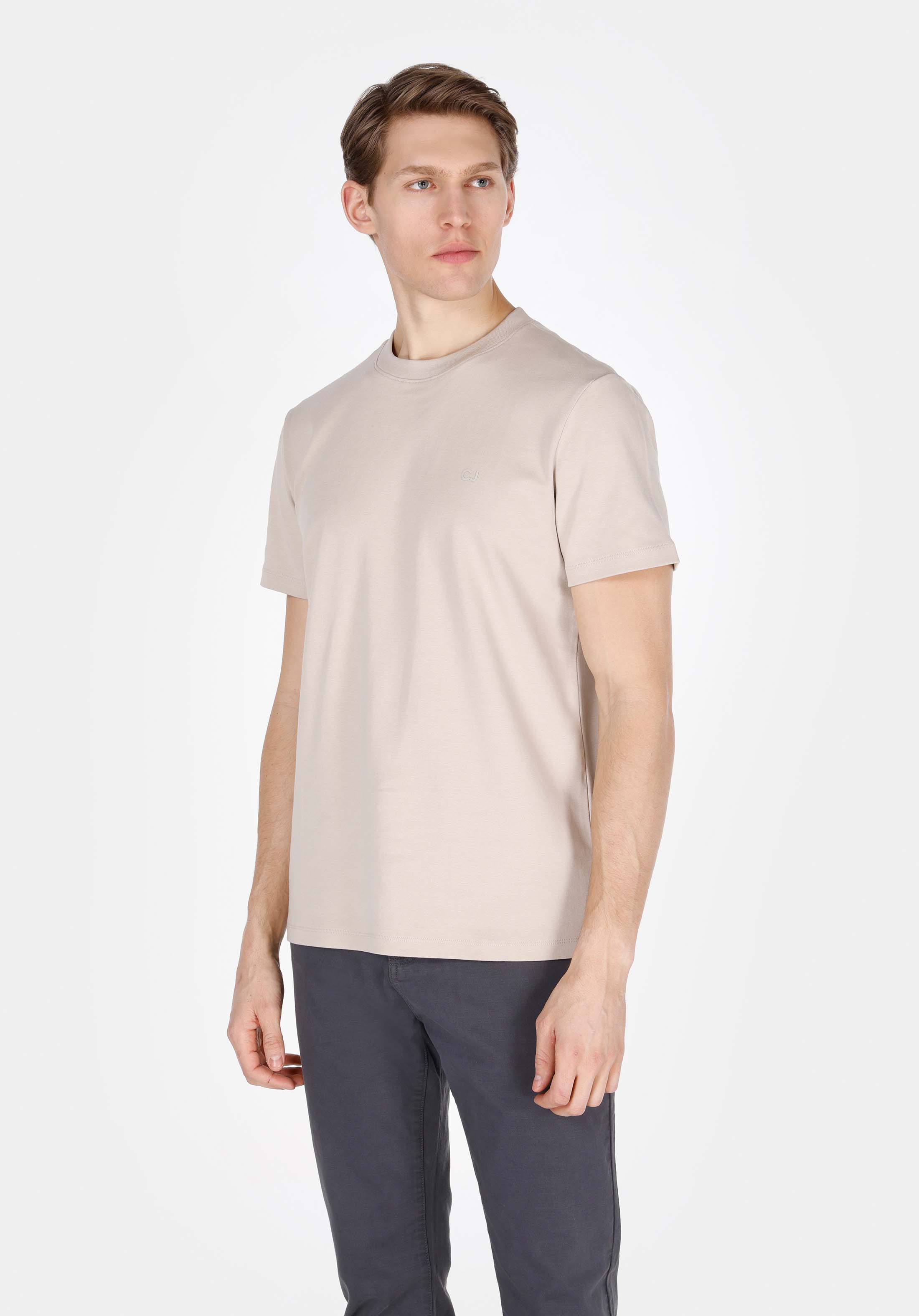 Afișați detalii pentru Tricou Cu Maneca Scurta De Barbati Bej Regular Fit  Cl1073963