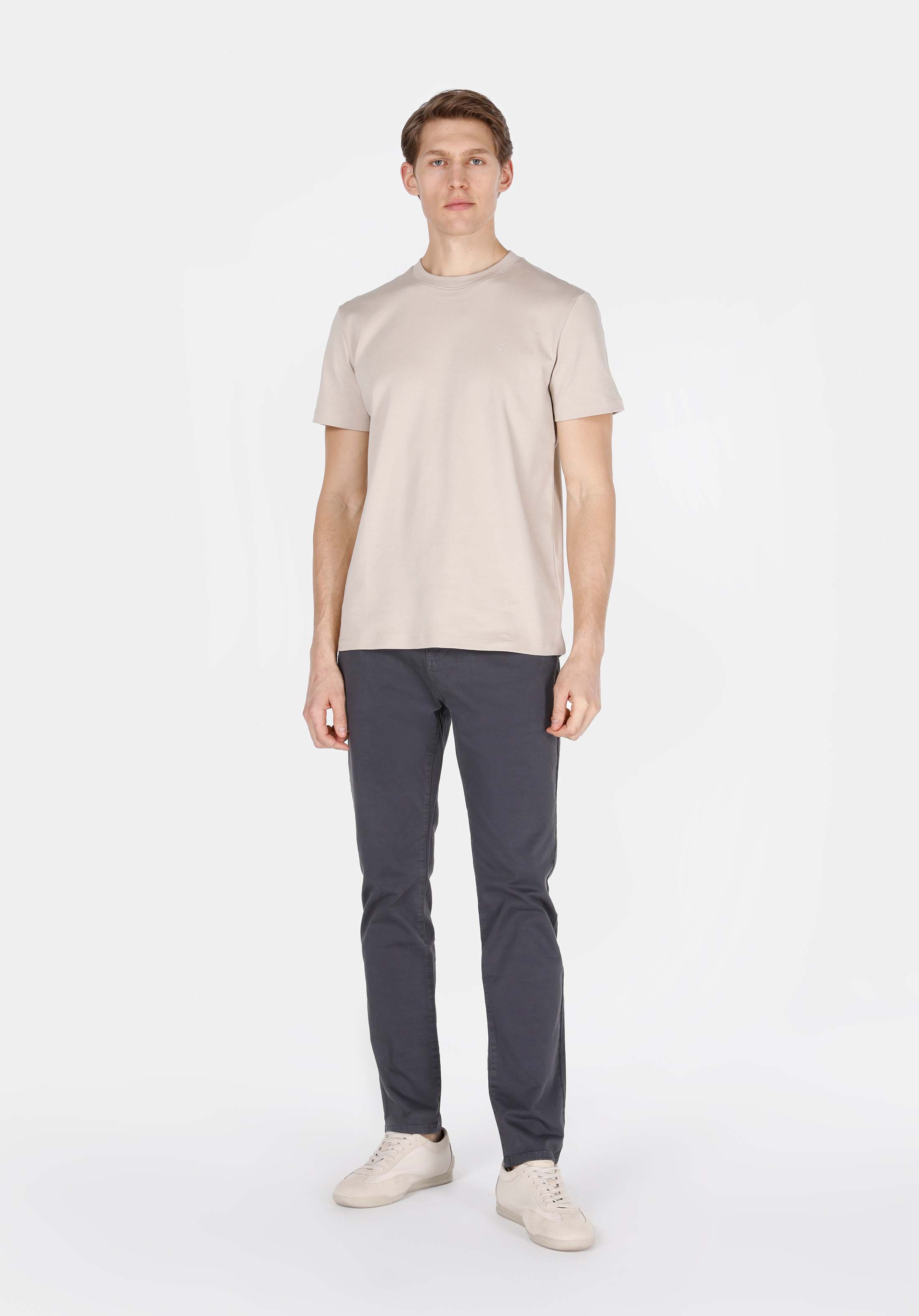 Afișați detalii pentru Tricou Cu Maneca Scurta De Barbati Bej Regular Fit  Cl1073963
