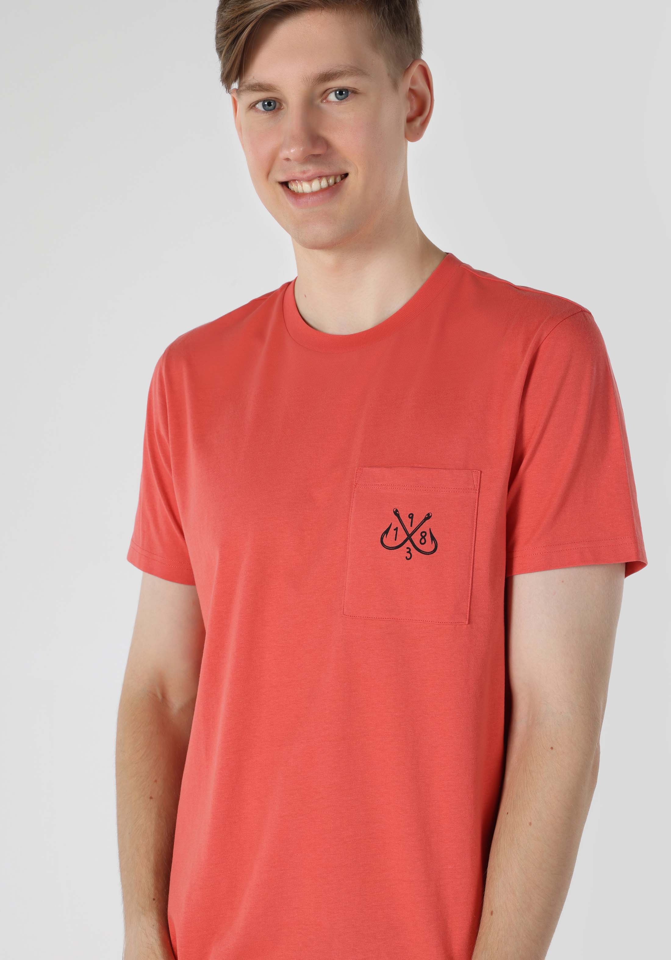 Afișați detalii pentru Regular Fit Round Neck Drept Bărbați Roșu Tricou Cu Manșon Scurt