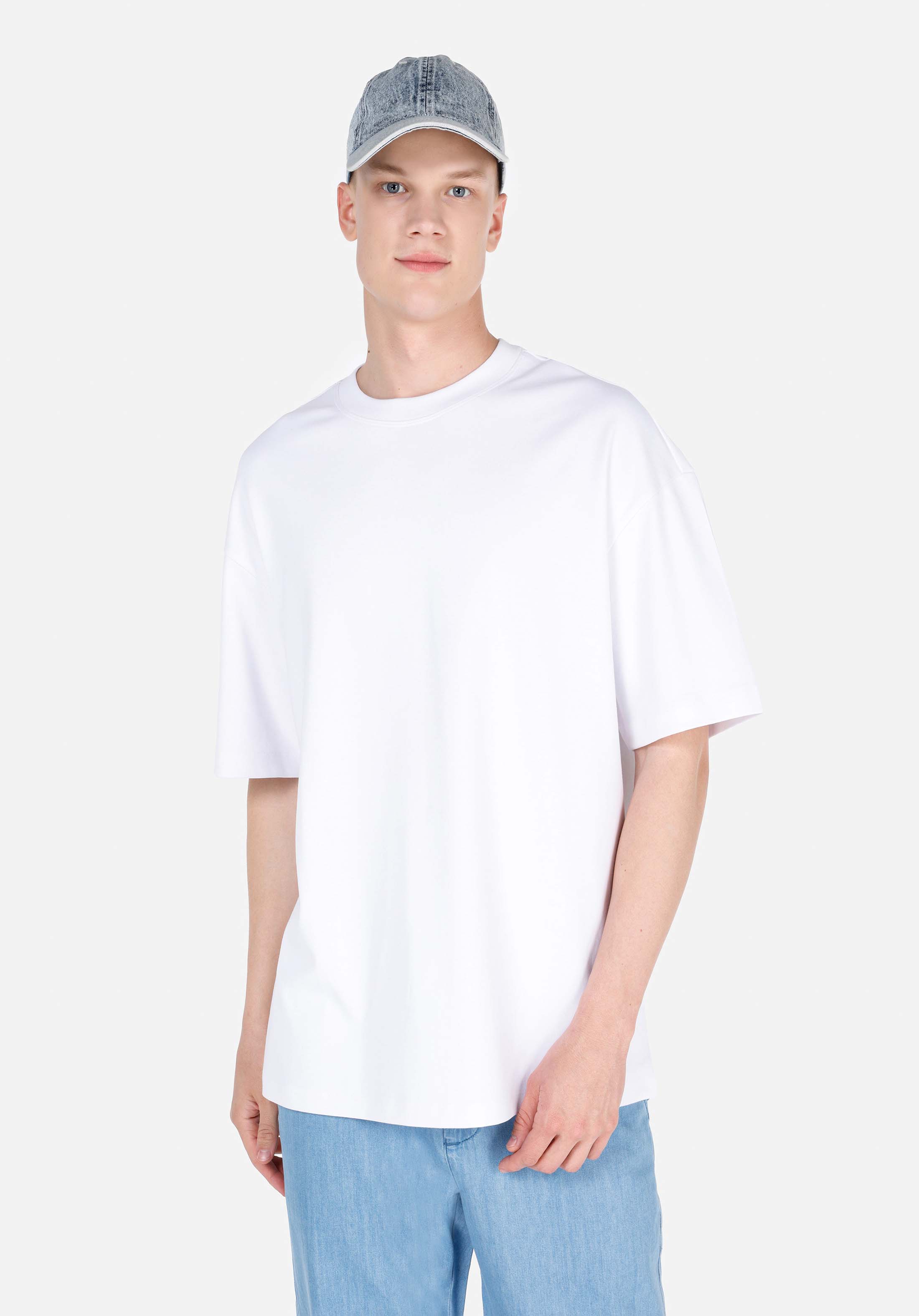 Afișați detalii pentru Tricou Cu Maneca Scurta De Barbati Alb Oversize Fit  Cl1069744