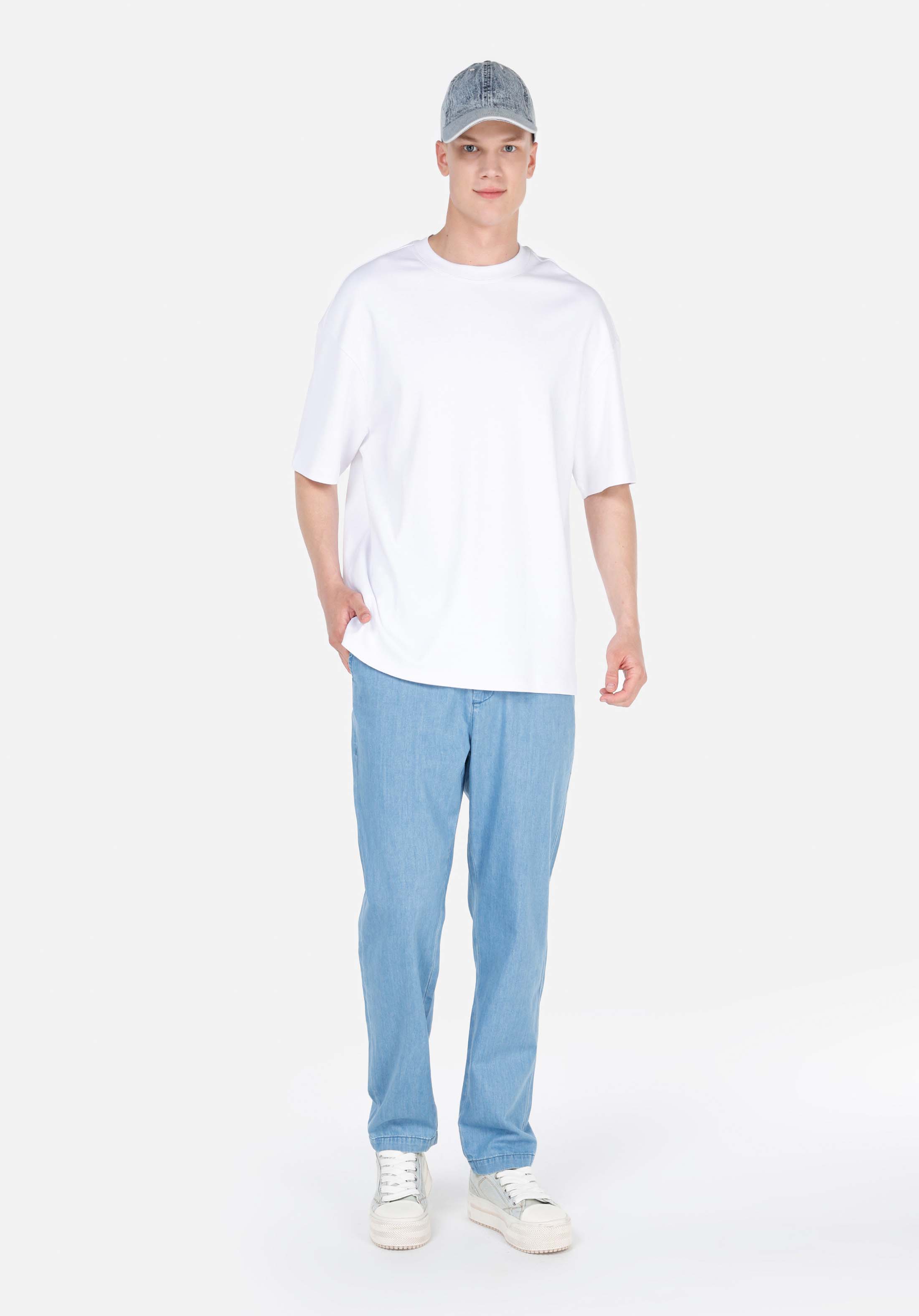 Afișați detalii pentru Tricou Cu Maneca Scurta De Barbati Alb Oversize Fit  Cl1069744