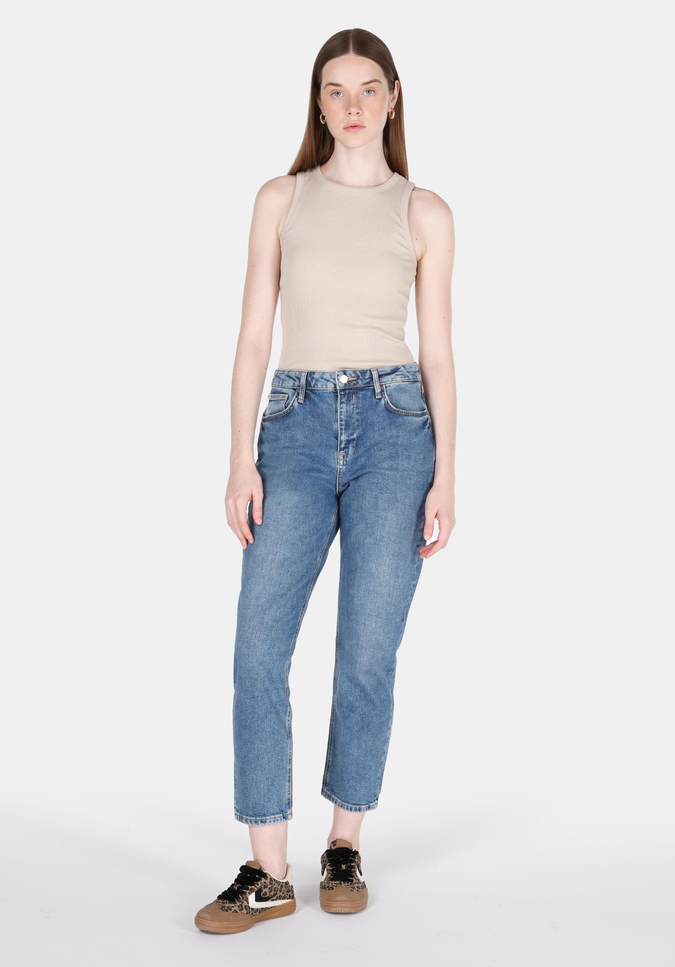 Afișați detalii pentru Pantaloni De Dama Albastru Marin Boyfriend Fit 893 Julia Cl1073992