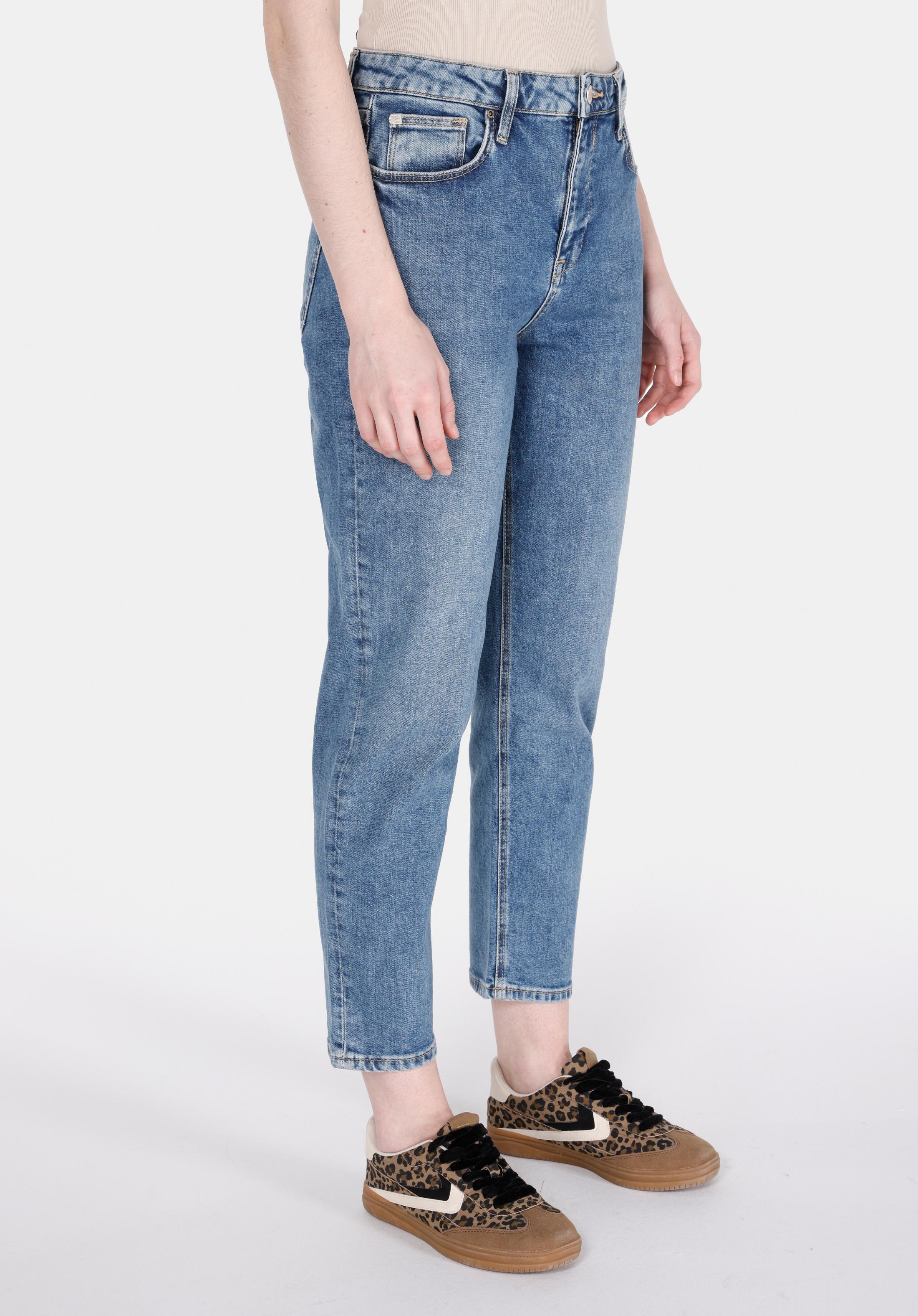Afișați detalii pentru Pantaloni De Dama Albastru Marin Boyfriend Fit 893 Julia Cl1073992