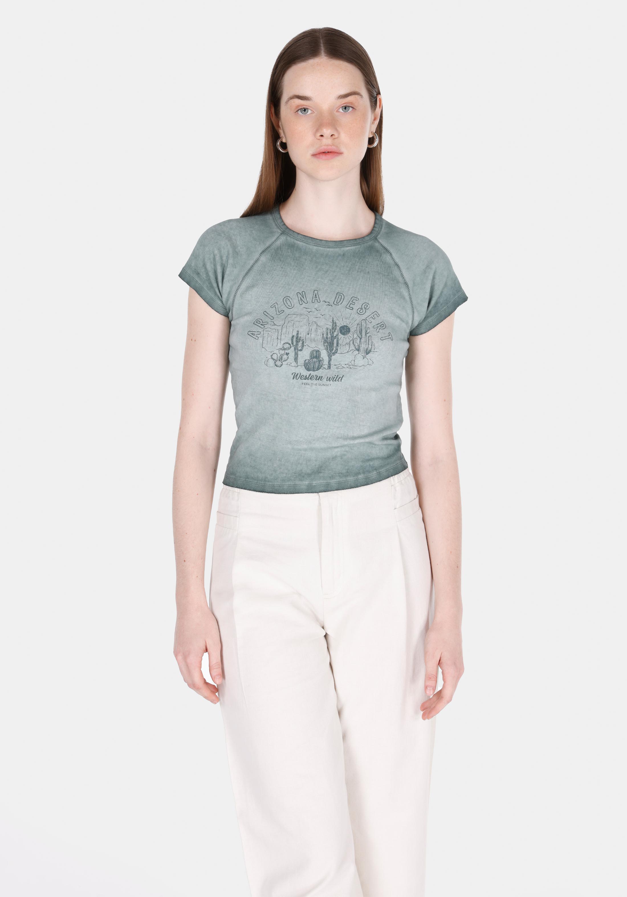 Afișați detalii pentru Tricou Cu Maneca Scurta De Dama Verde Slim Fit  Cl1074580