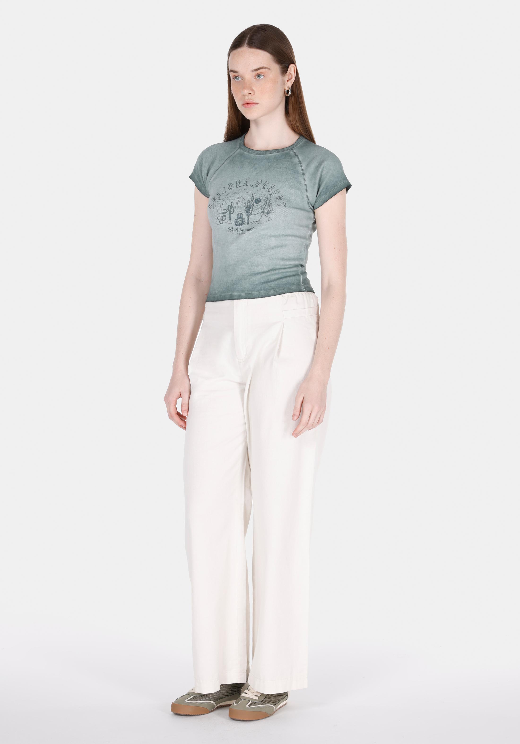 Afișați detalii pentru Tricou Cu Maneca Scurta De Dama Verde Slim Fit  Cl1074580