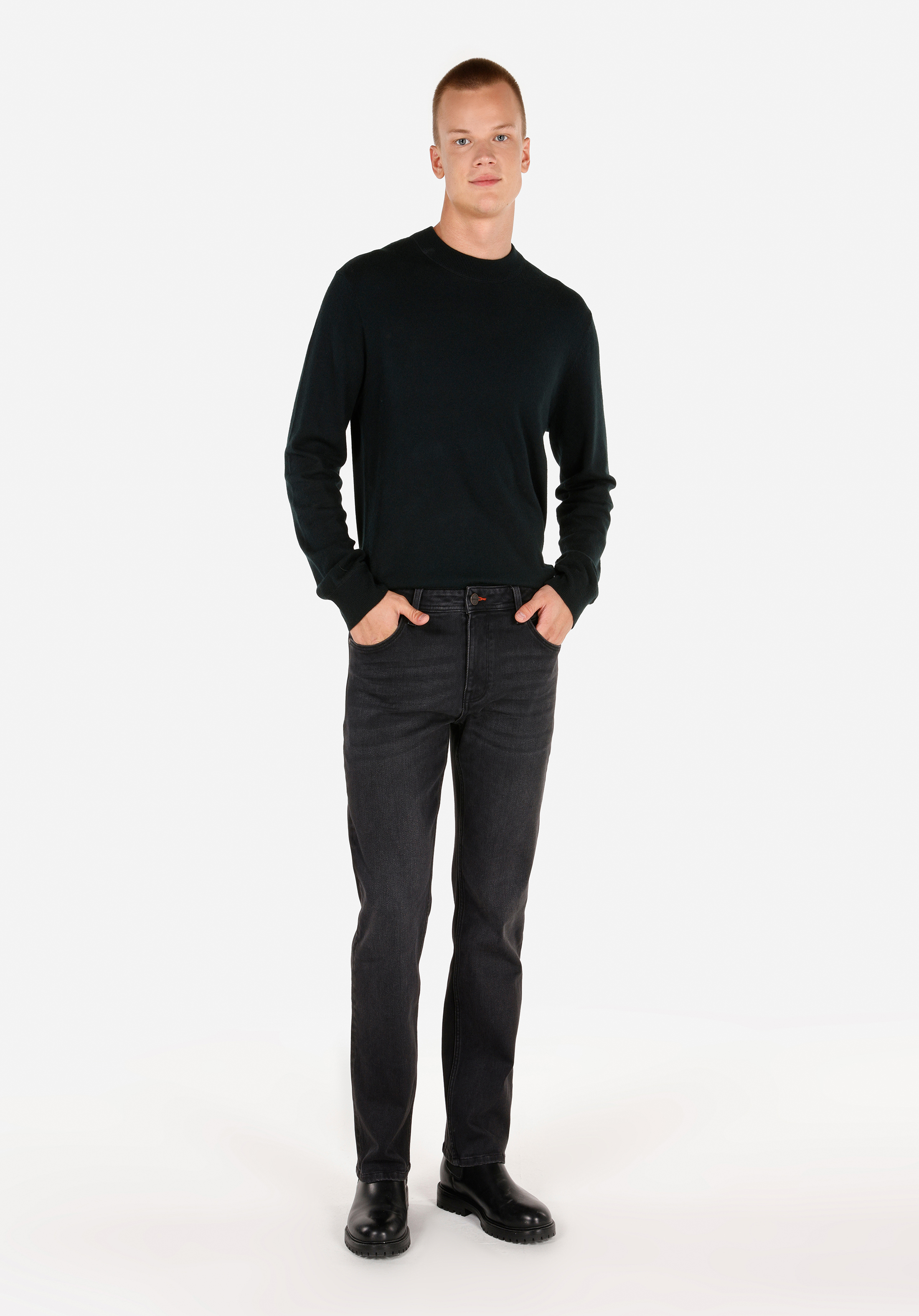 Afișați detalii pentru Pulover Verde Pentru Bărbați Regular Fit Round Neck Jacquard