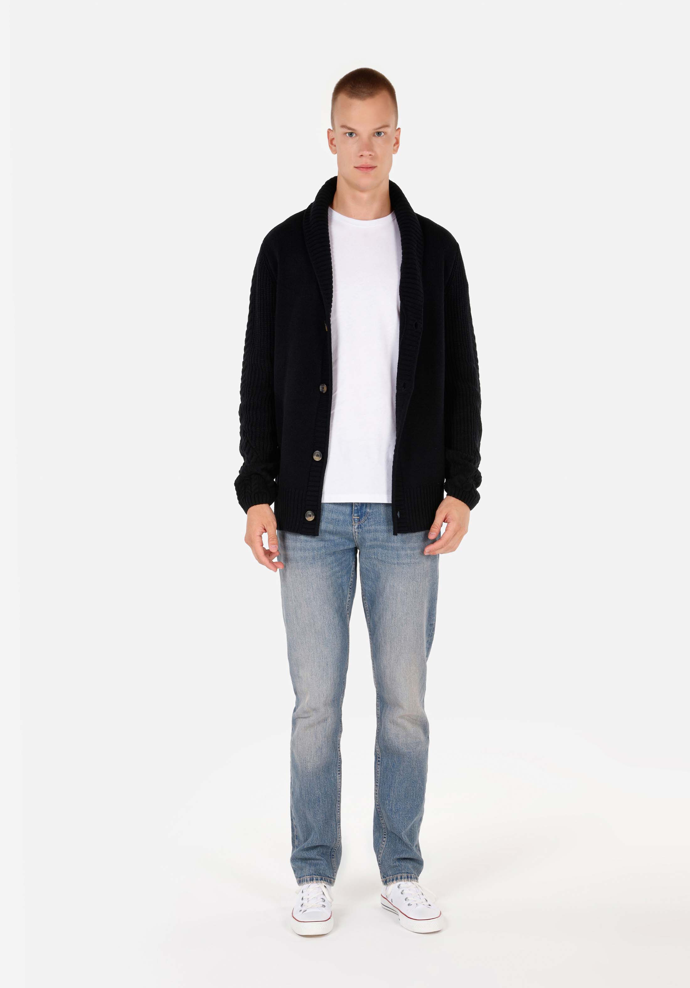 Afișați detalii pentru Cardigan De Barbati Negru Regular Fit  Cl1070851