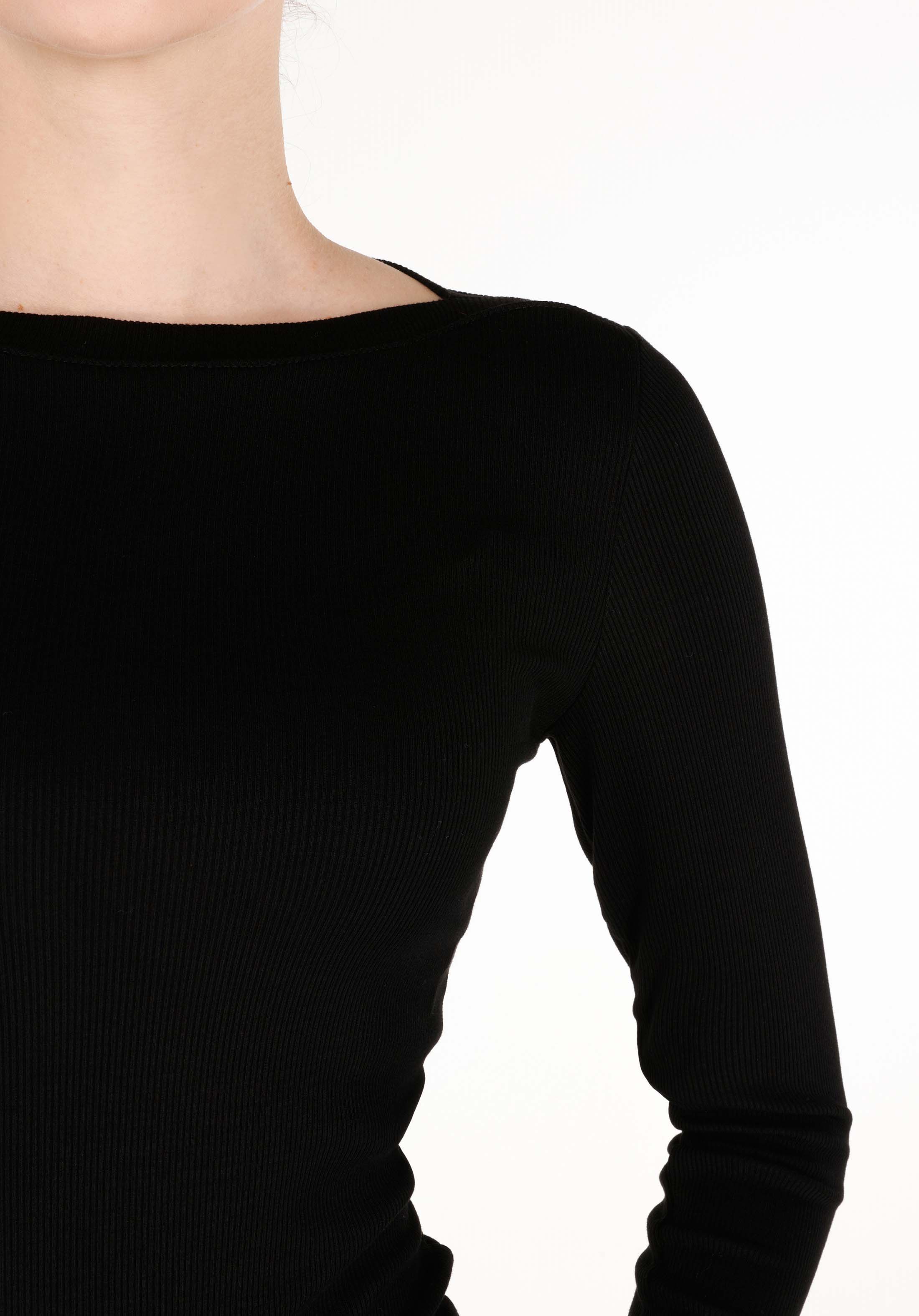 Afișați detalii pentru Tricou Cu Maneca Lunga De Dama Negru Slim Fit  Cl1070957