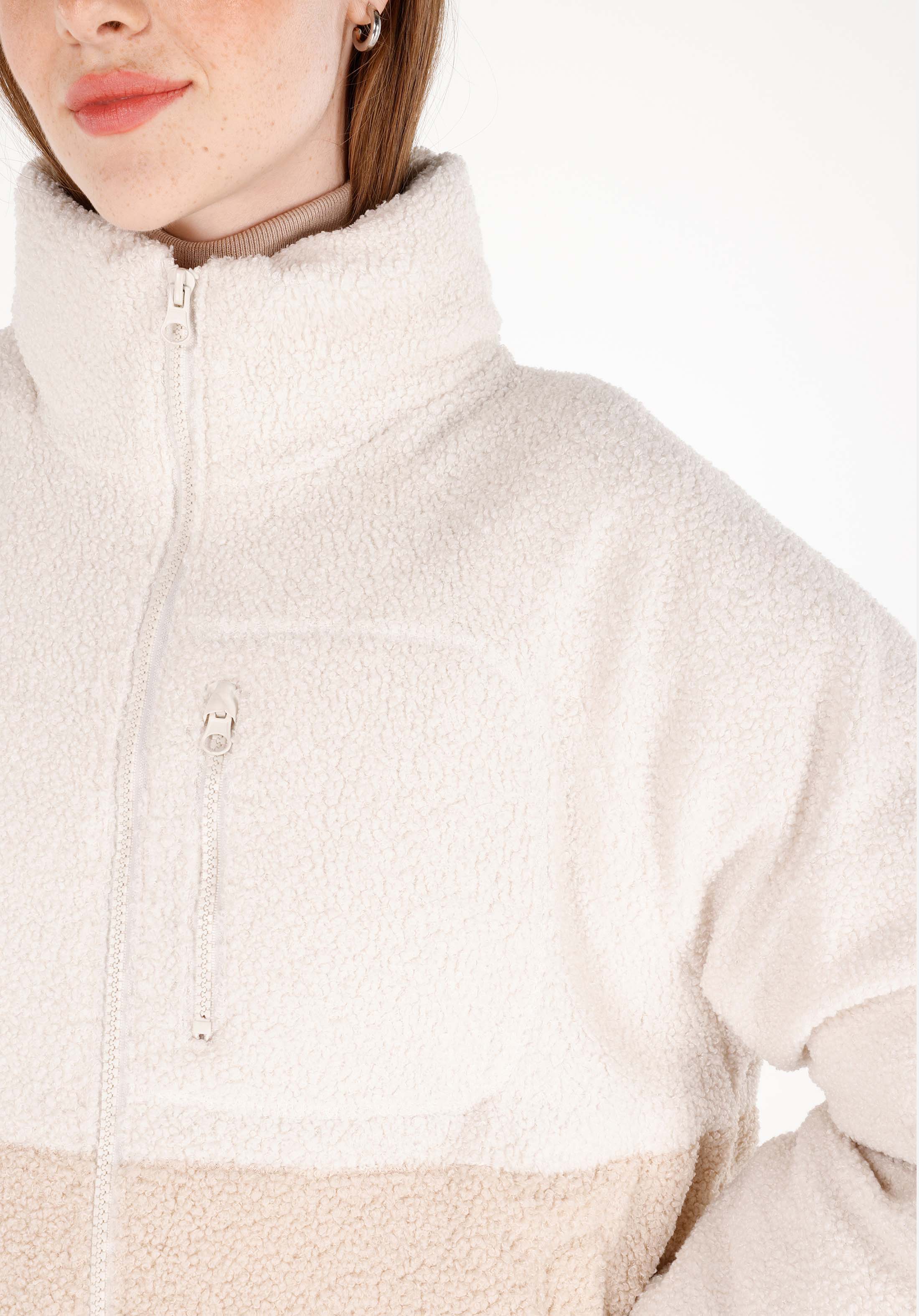 Afișați detalii pentru Palton Ecru Pentru Femei Regular Fit Stand Neck