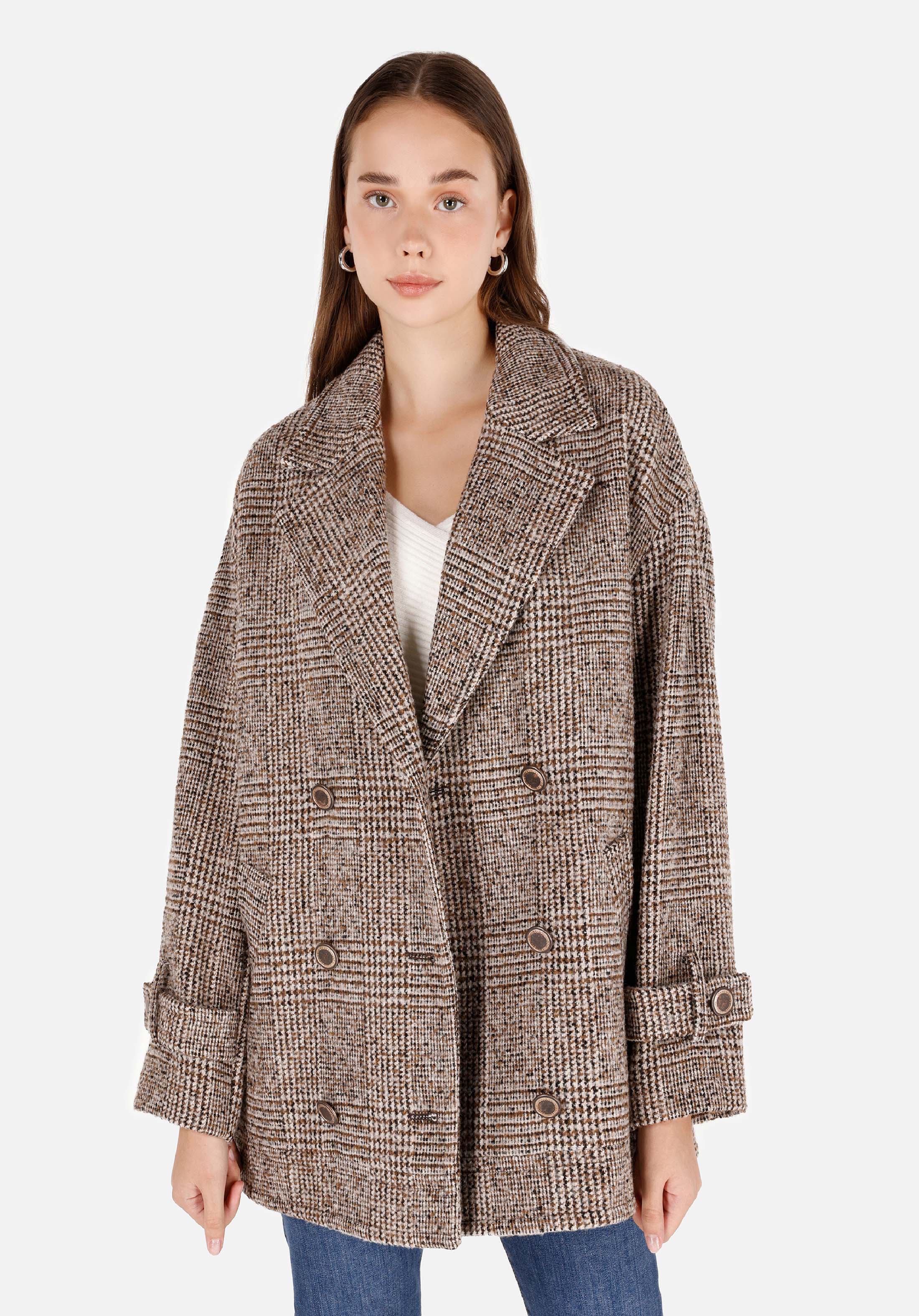 Afișați detalii pentru Palton Bej Pentru Femei Cu Guler Clasic Regular Fit