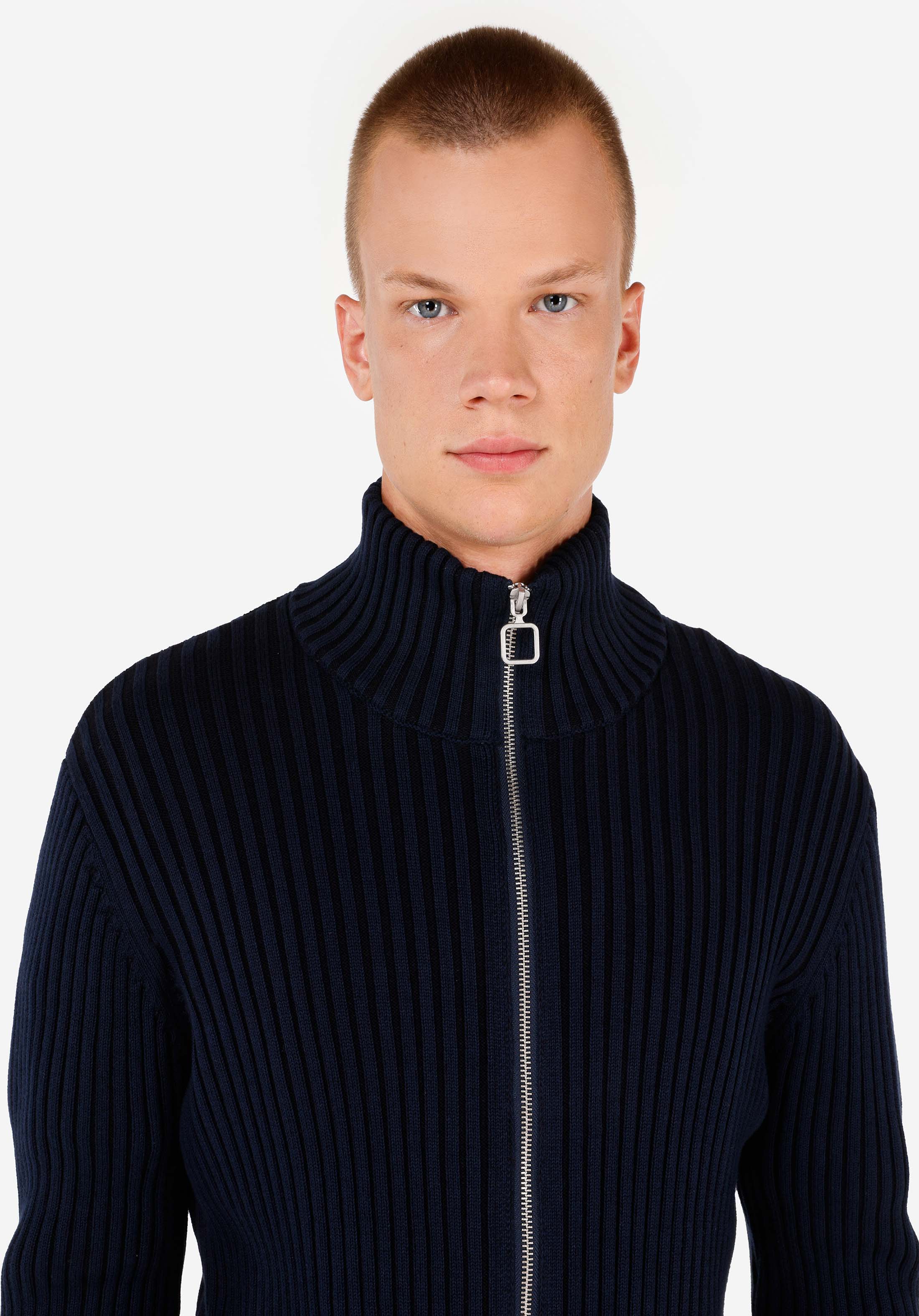 Afișați detalii pentru Cardigan De Barbati Albastru Marin Slim Fit  Cl1071044