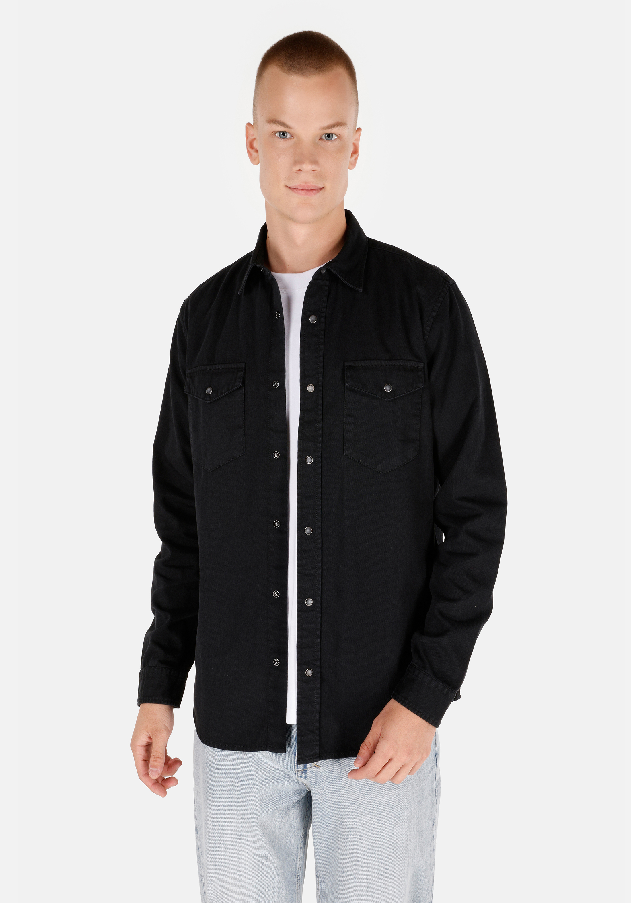 Afișați detalii pentru Camasa Cu Maneca Lunga De Barbati Negru Regular Fit  Cl1071462
