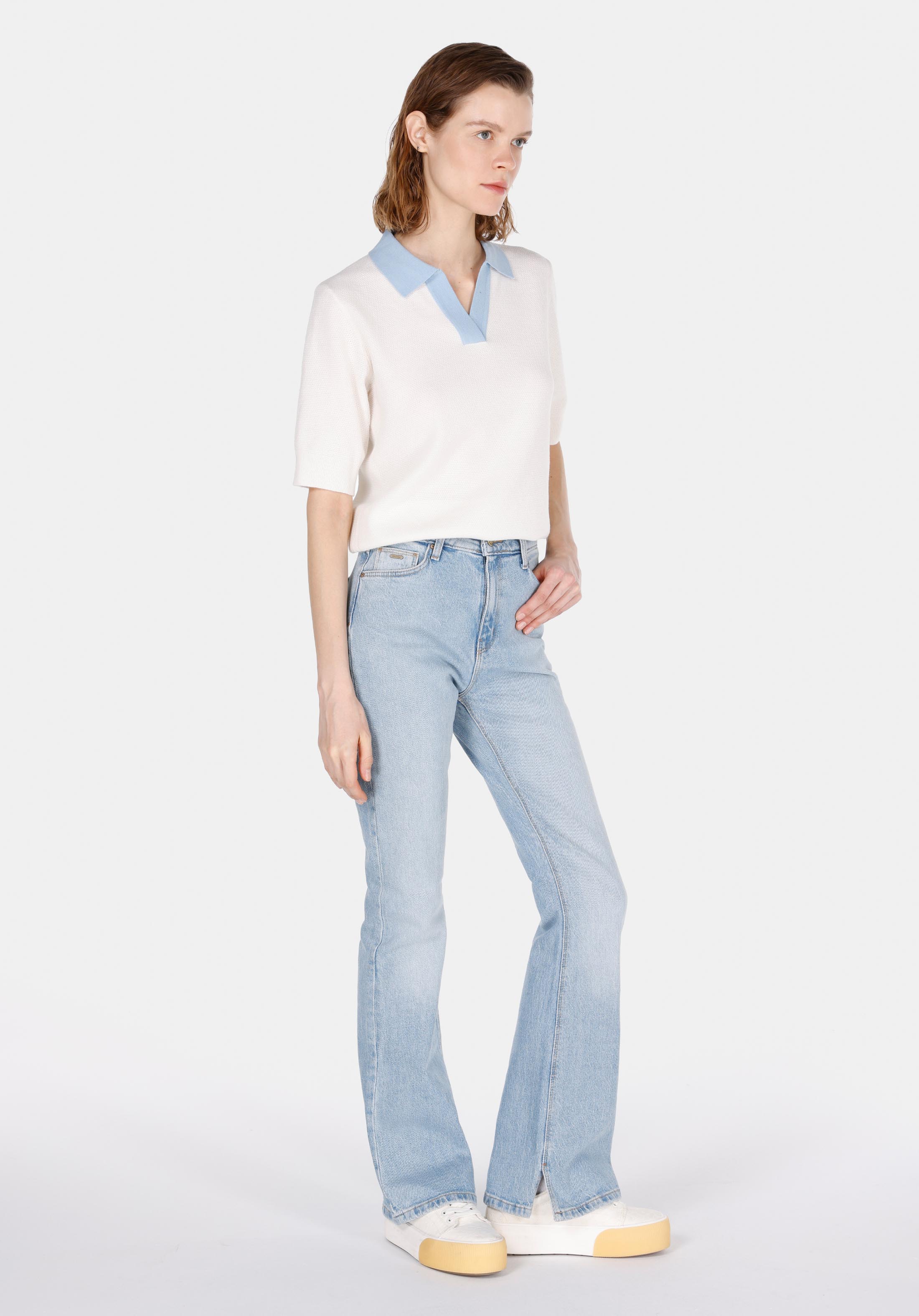 Afișați detalii pentru Pantaloni De Dama Albastru Regular Fit 791 Monica Cl1073901