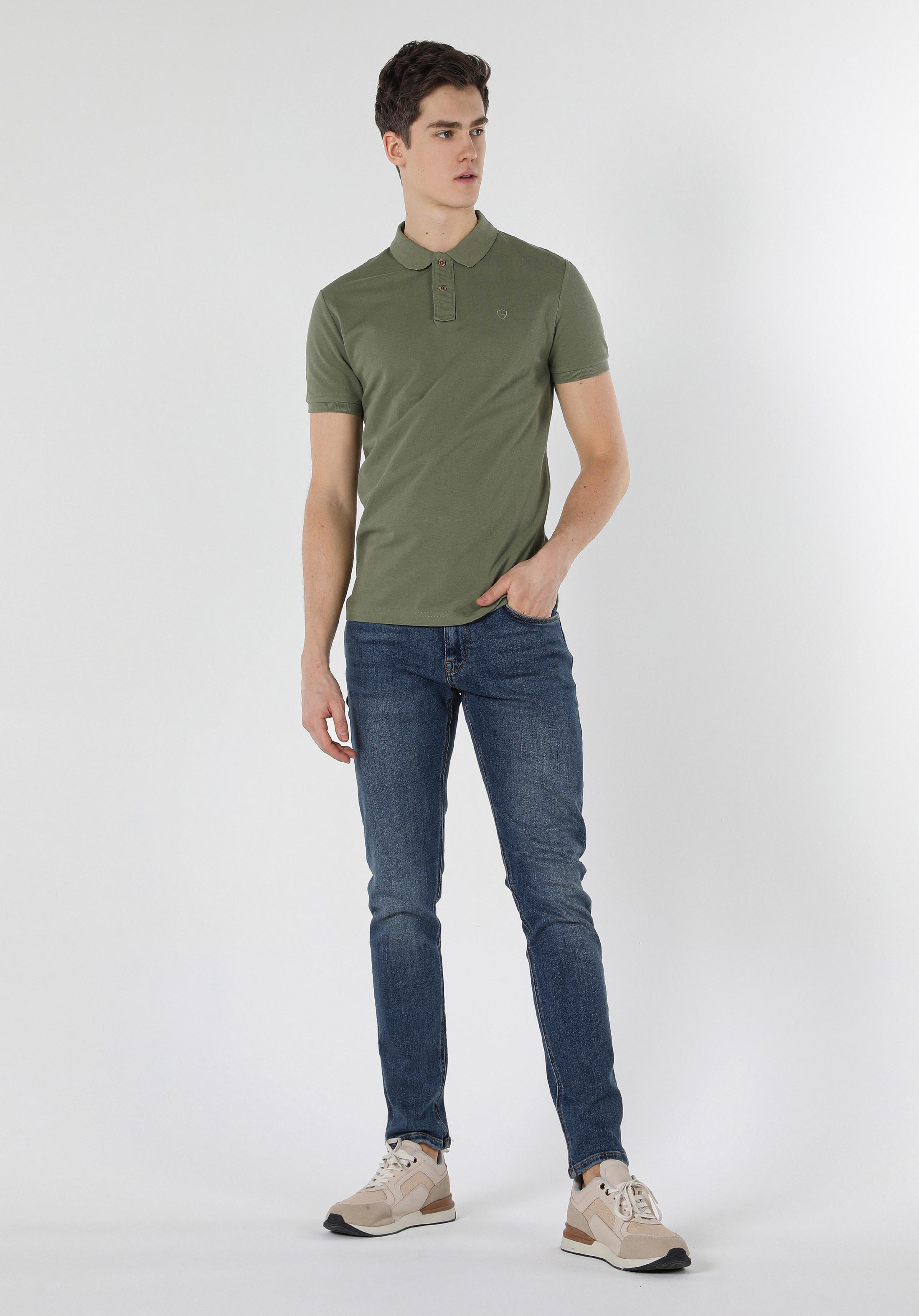 Afișați detalii pentru Tricou Polo Cu Maneca Scurta De Barbati Verde Slim Fit  Cltktmpts0244260