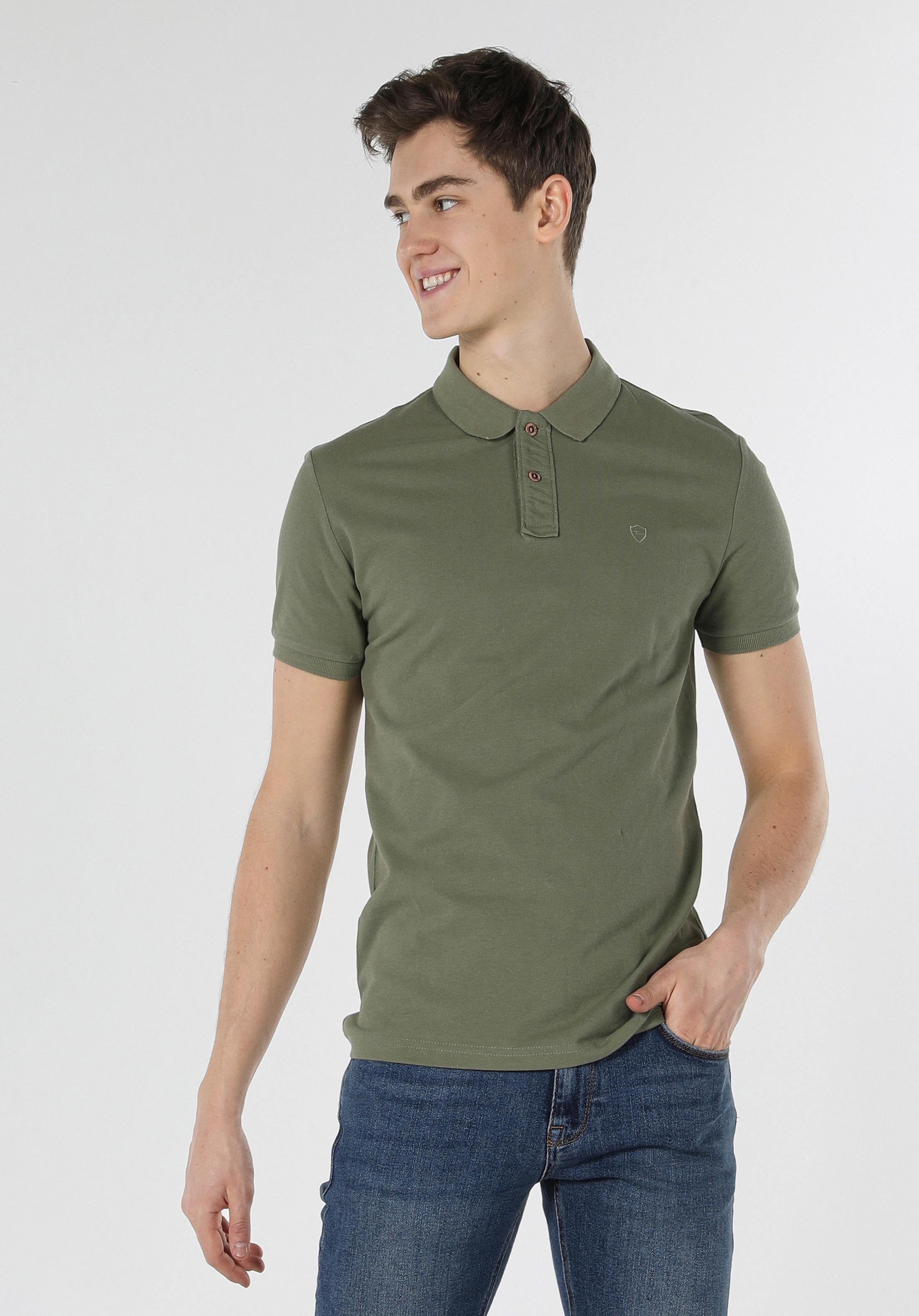 Afișați detalii pentru Tricou Polo Cu Maneca Scurta De Barbati Verde Slim Fit  Cltktmpts0244260